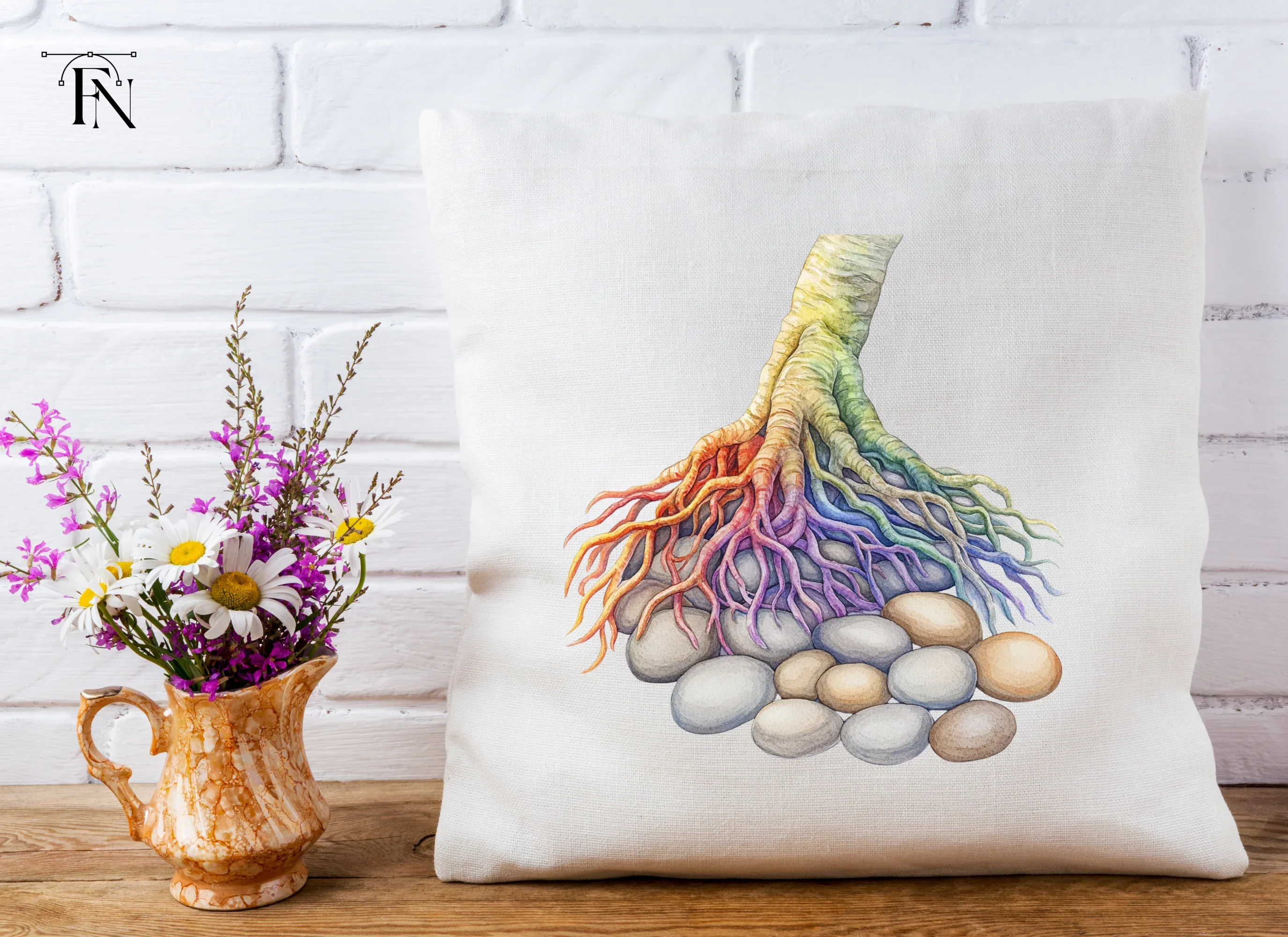 Rainbow Tree Roots and River Stones Clipart Bundle - Image 4
