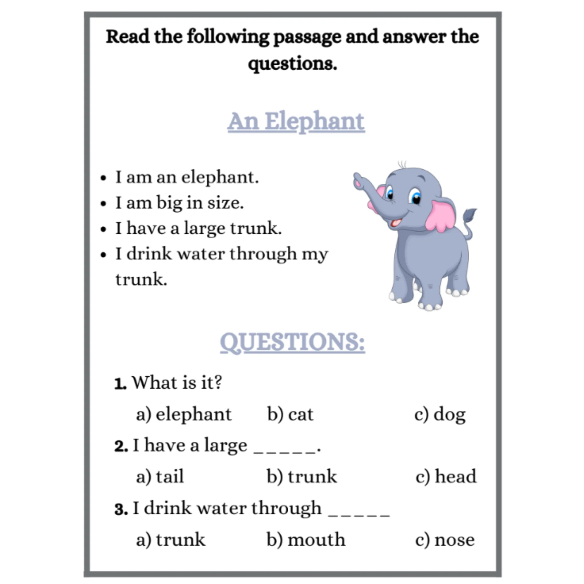 Reading Worksheets for Kids Animal Passages - Image 5