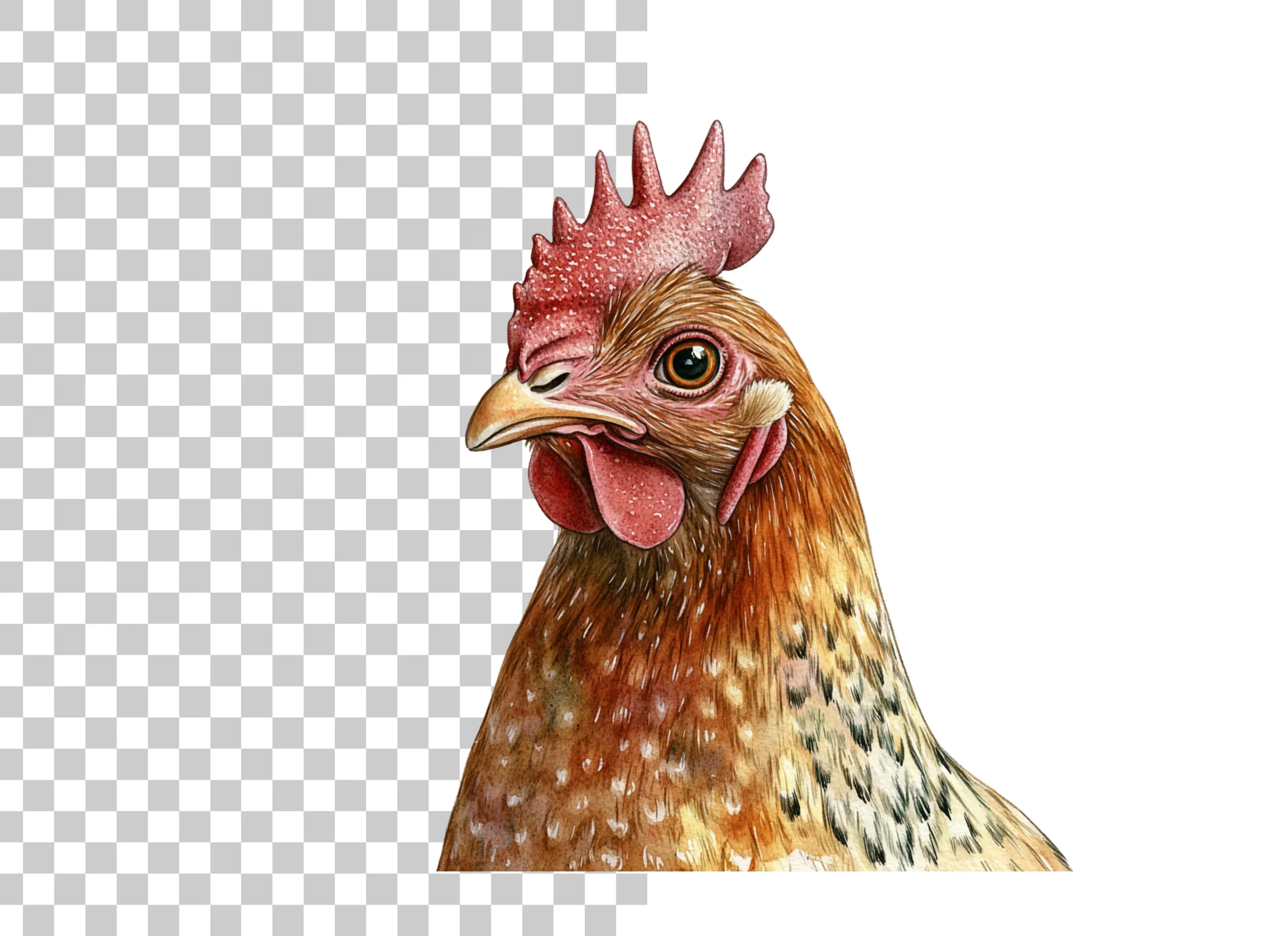 Realistic Brown Chicken Head Clipart Bundle - Image 6