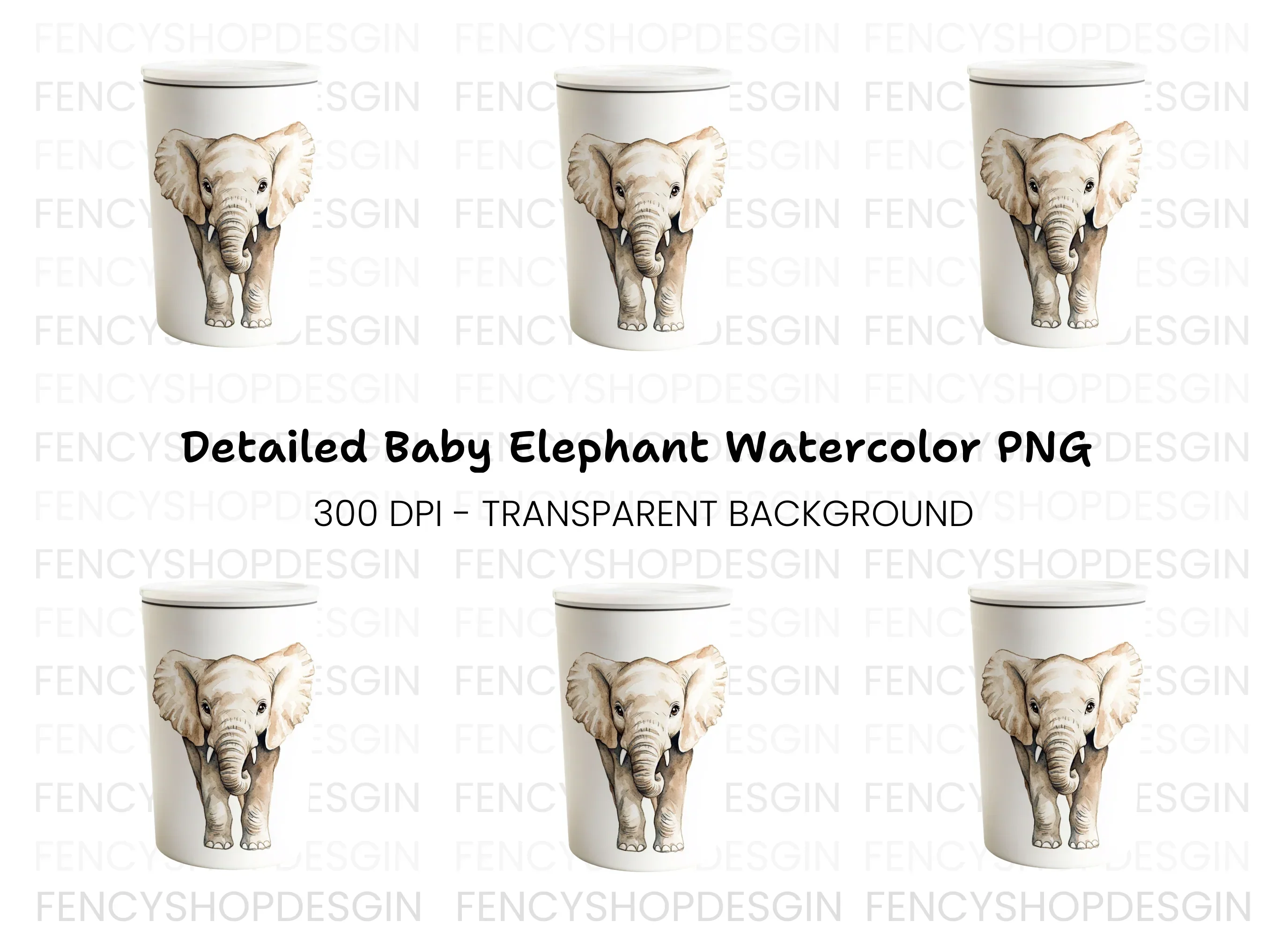Realistic Elephant Clipart Bundle