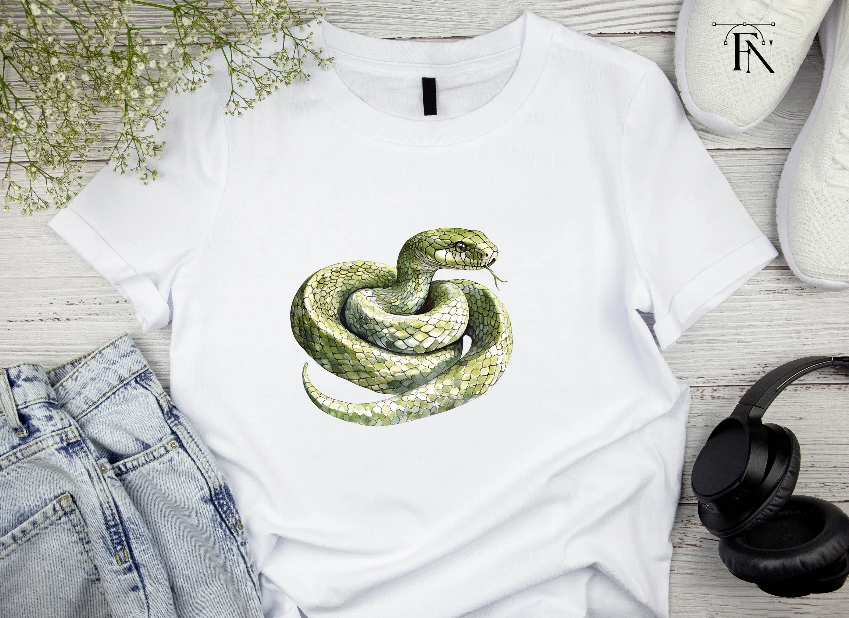 Realistic Green Snake Illustrations Clipart Bundle - Image 6