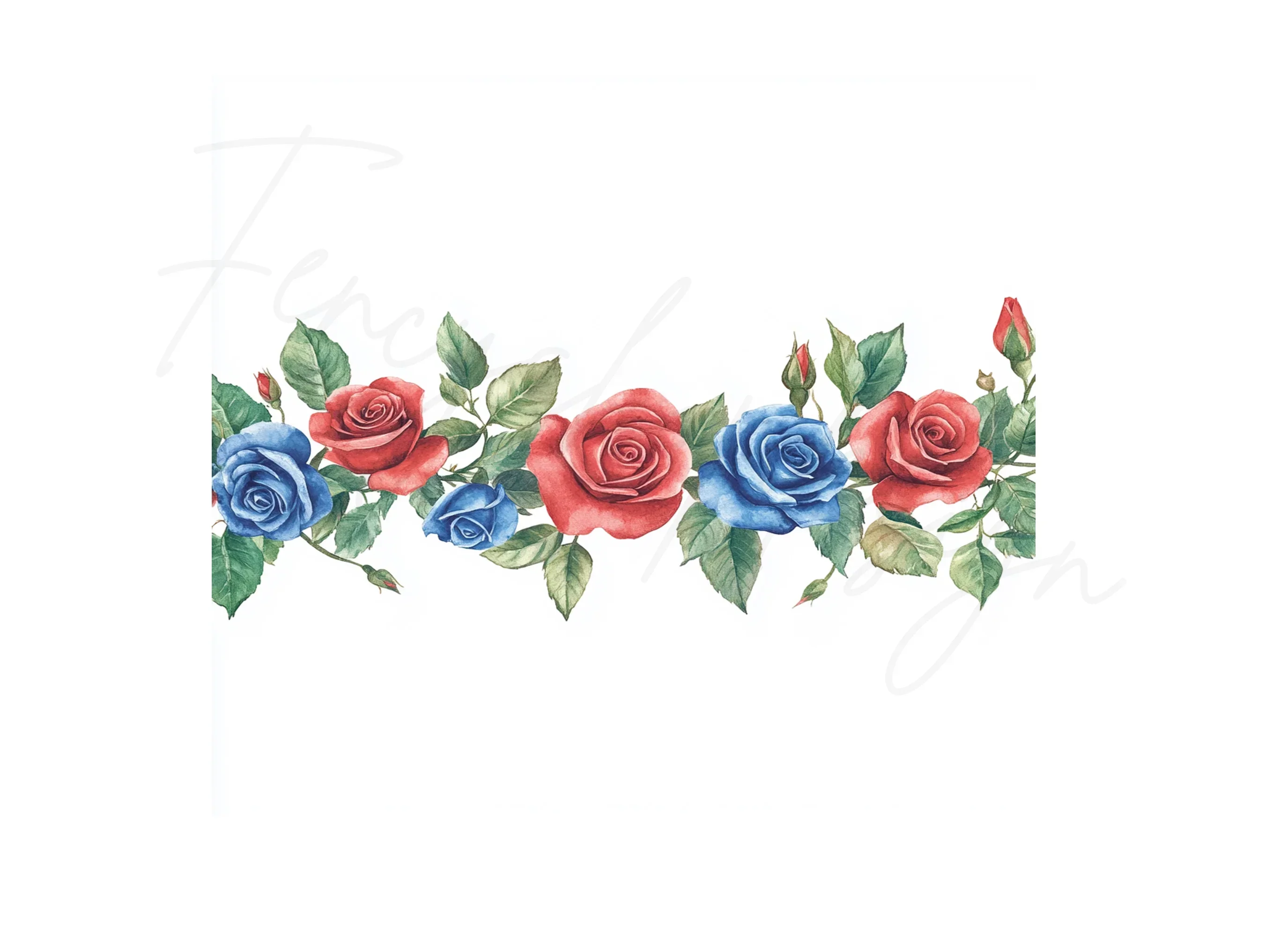 Red and Blue Rose Borders Clipart Bundle - Image 3