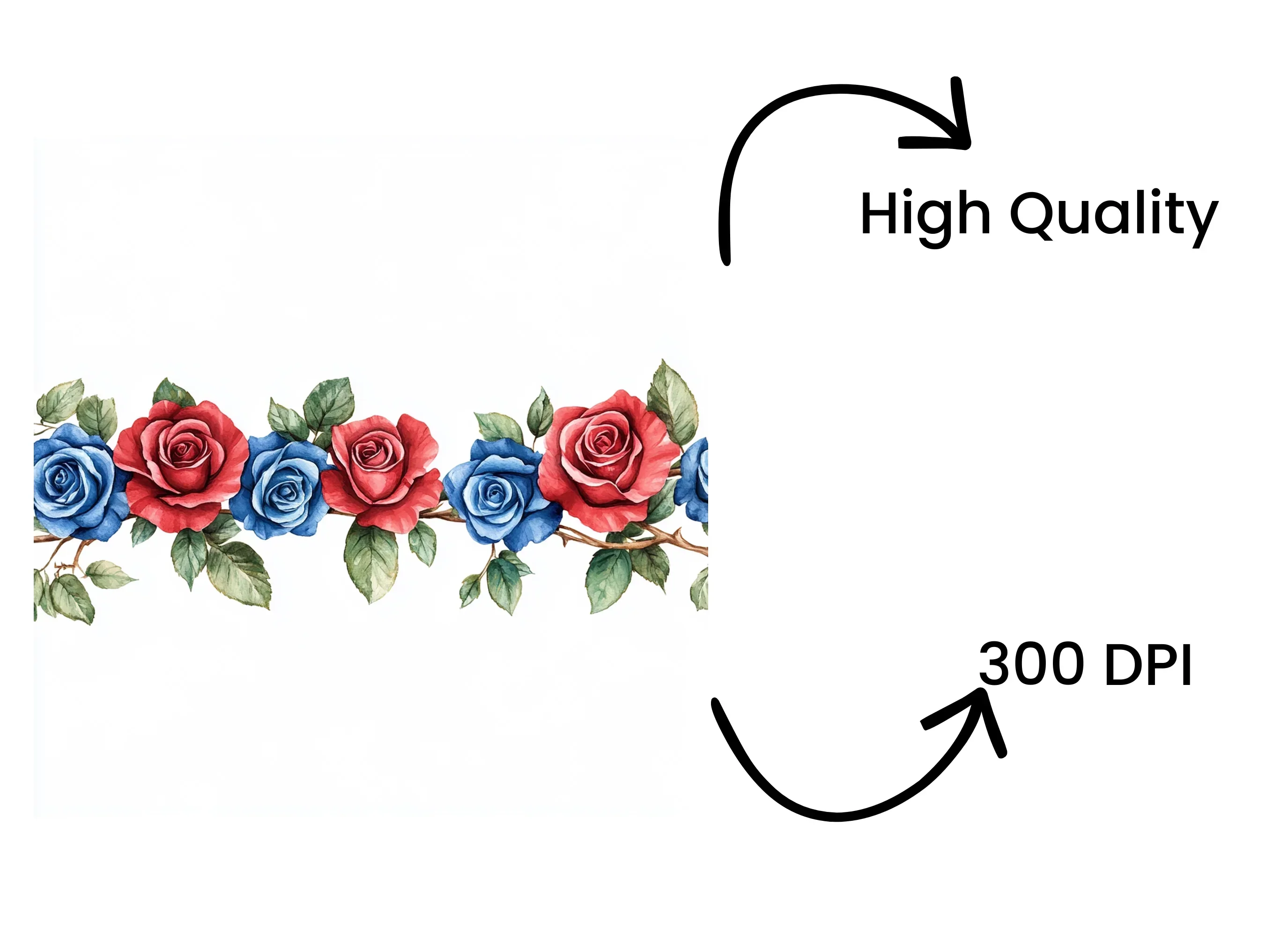 Red and Blue Rose Borders Clipart Bundle - Image 4