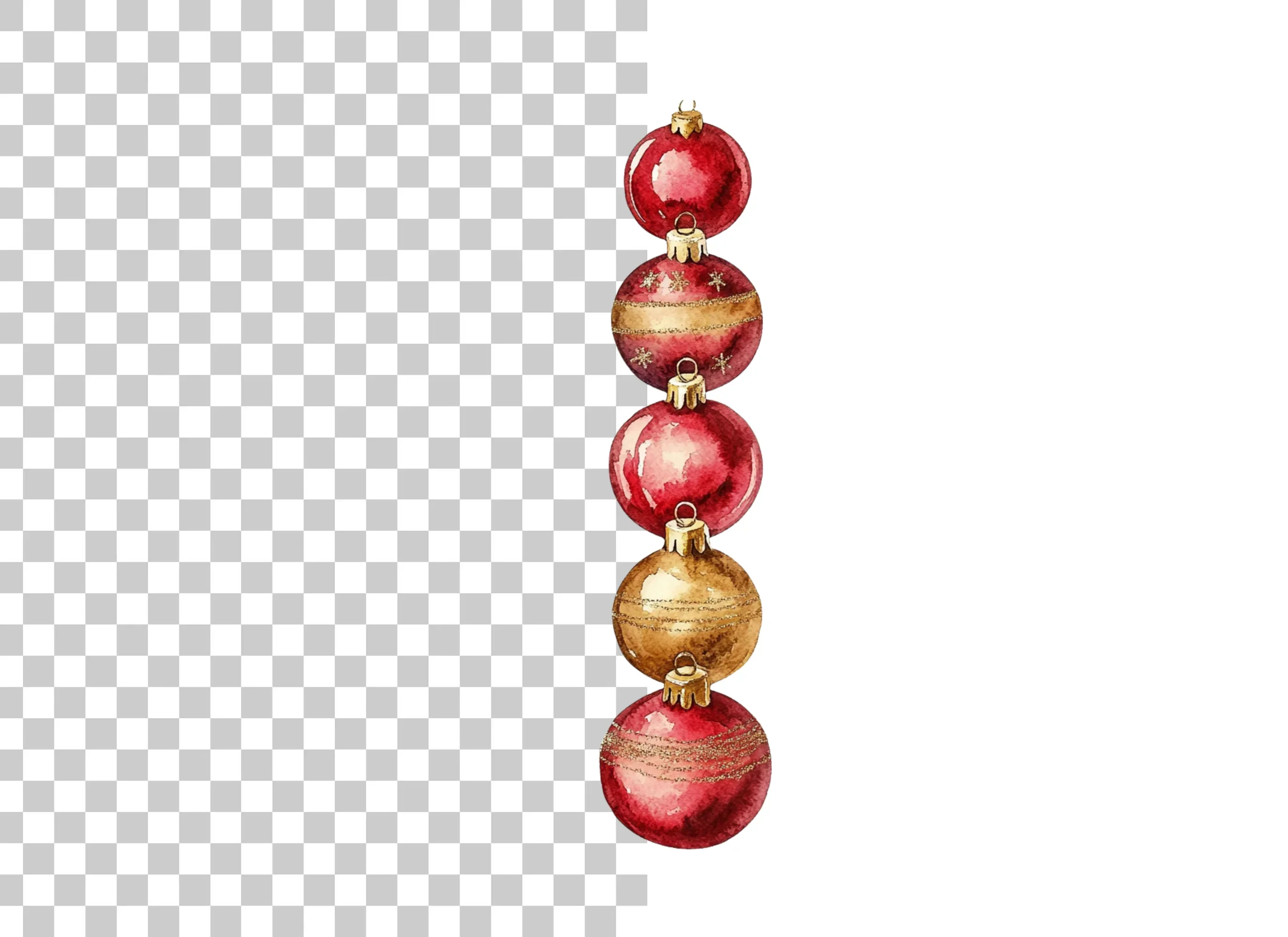 Red and Gold Christmas Ornaments Clipart Bundle - Image 4