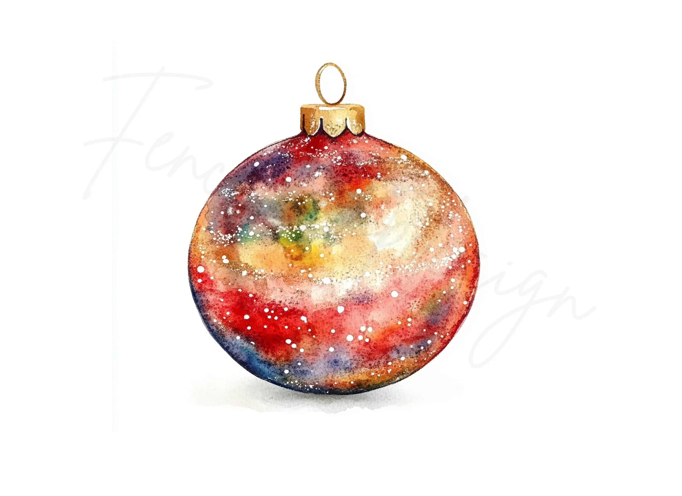 Red and Gold Christmas Ornaments Clipart Bundle - Image 3