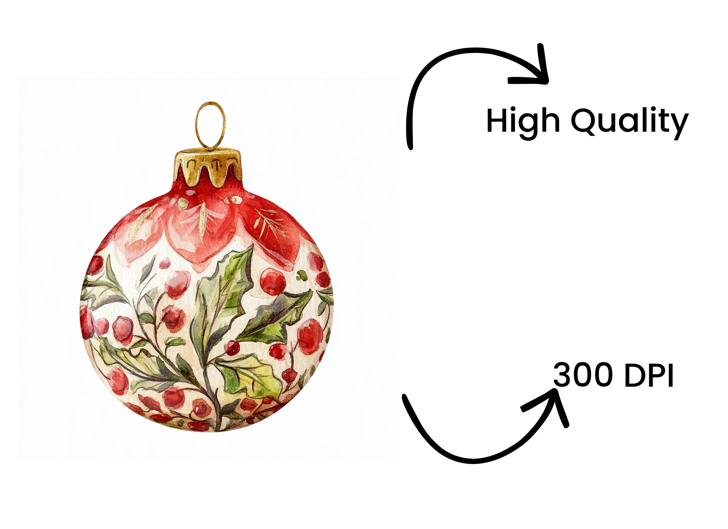 Red and Gold Christmas Ornaments Clipart Bundle - Image 4