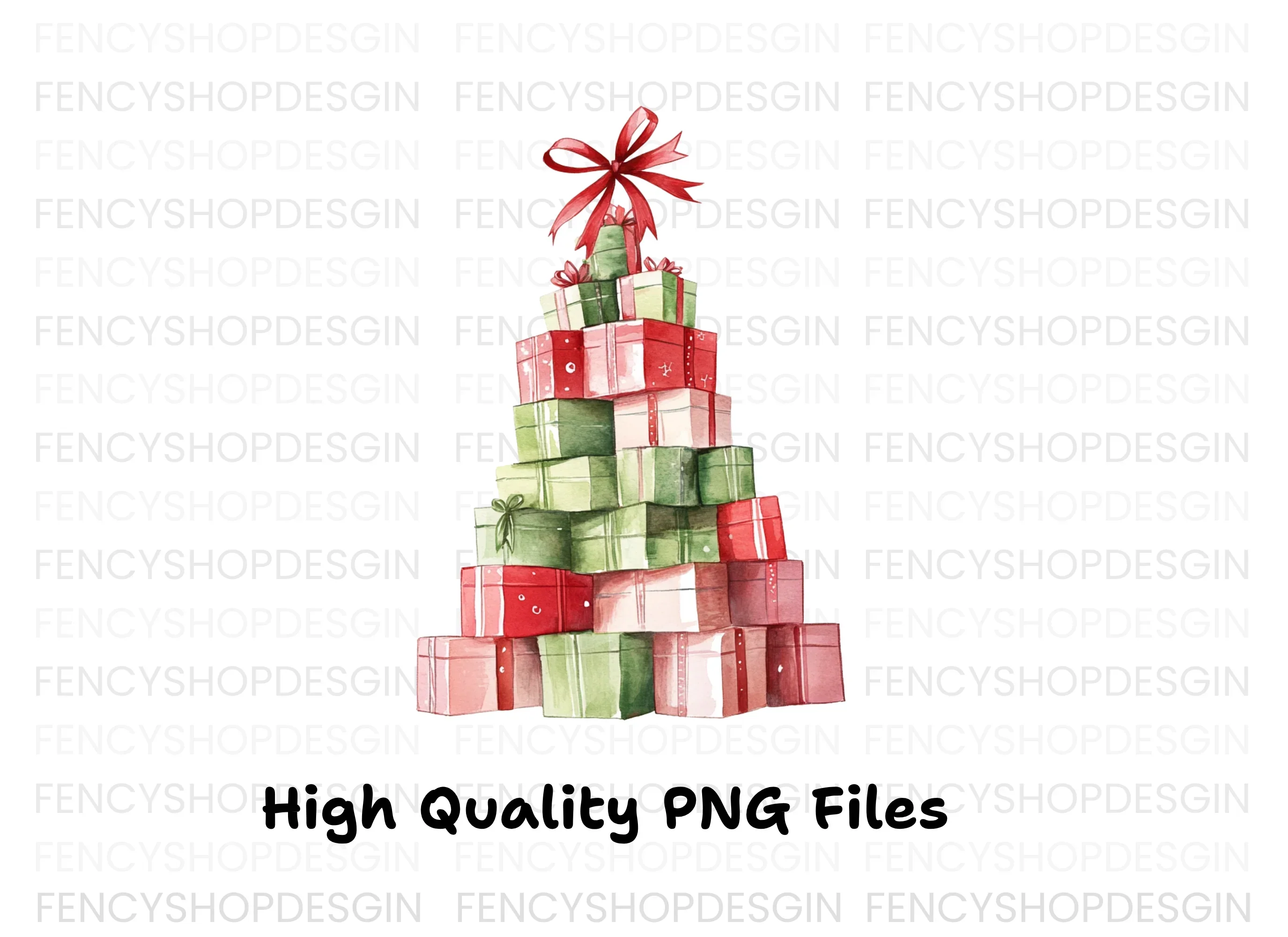 Red and Green Christmas Present Towers Clipart Bundle - Image 3
