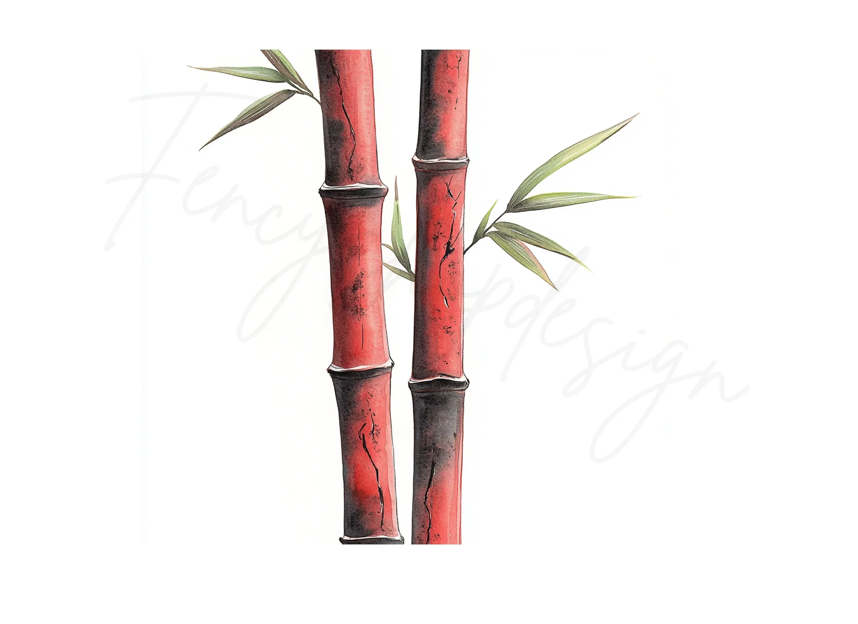 Red Bamboo Clipart Bundle - Image 2