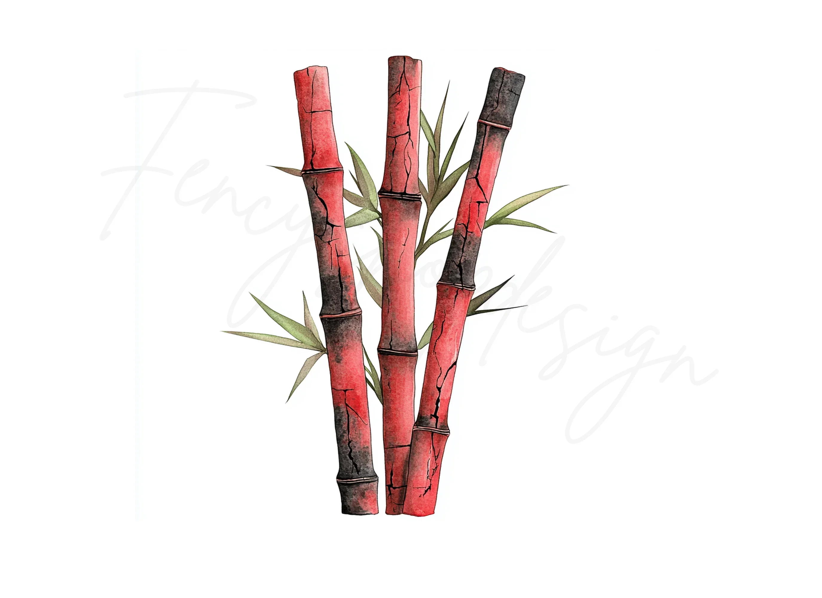 Red Bamboo Clipart Bundle - Image 3