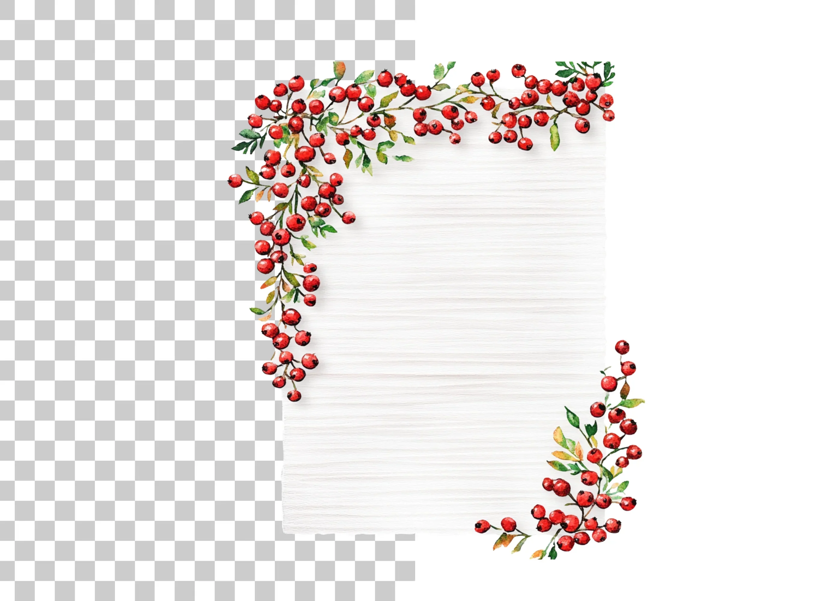 Red Berry Leaf Frames Clipart Bundle - Image 2