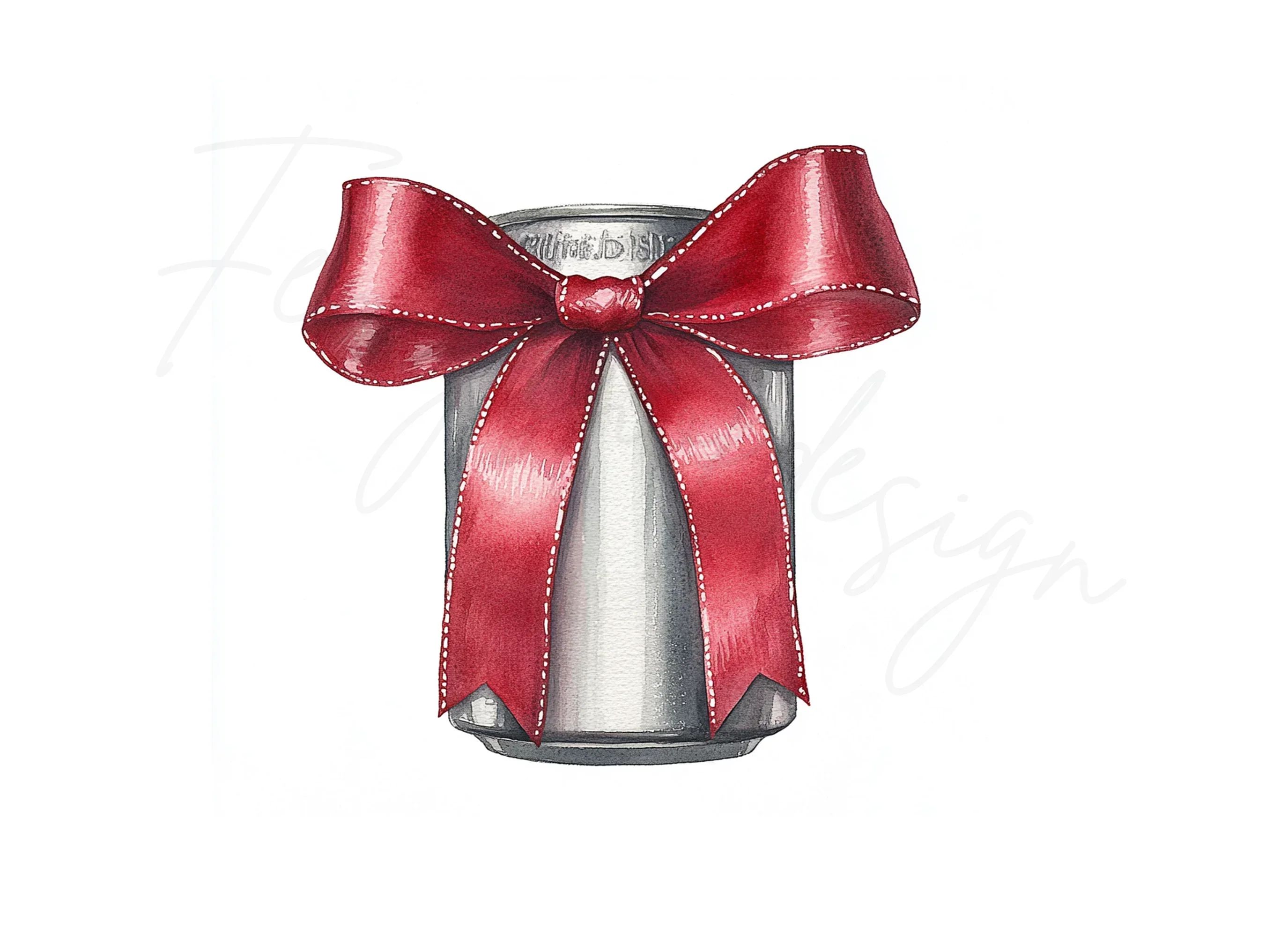 Red Bow on Silver Can Clipart Bundle - Image 3