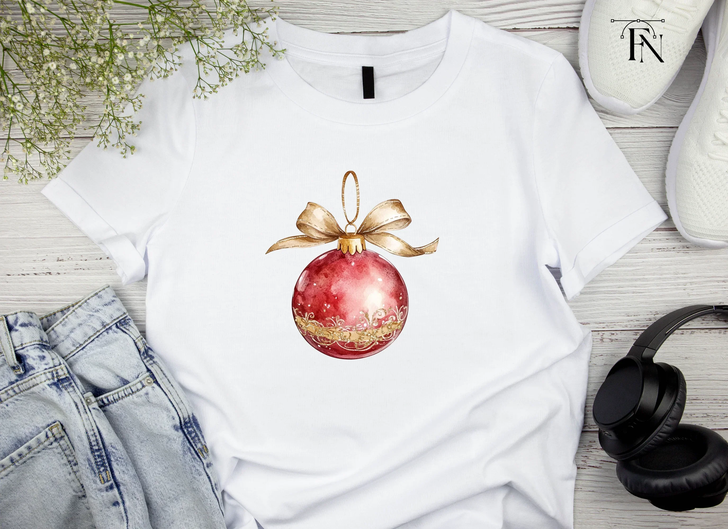 Red Christmas Baubles Clipart Bundle - Image 5