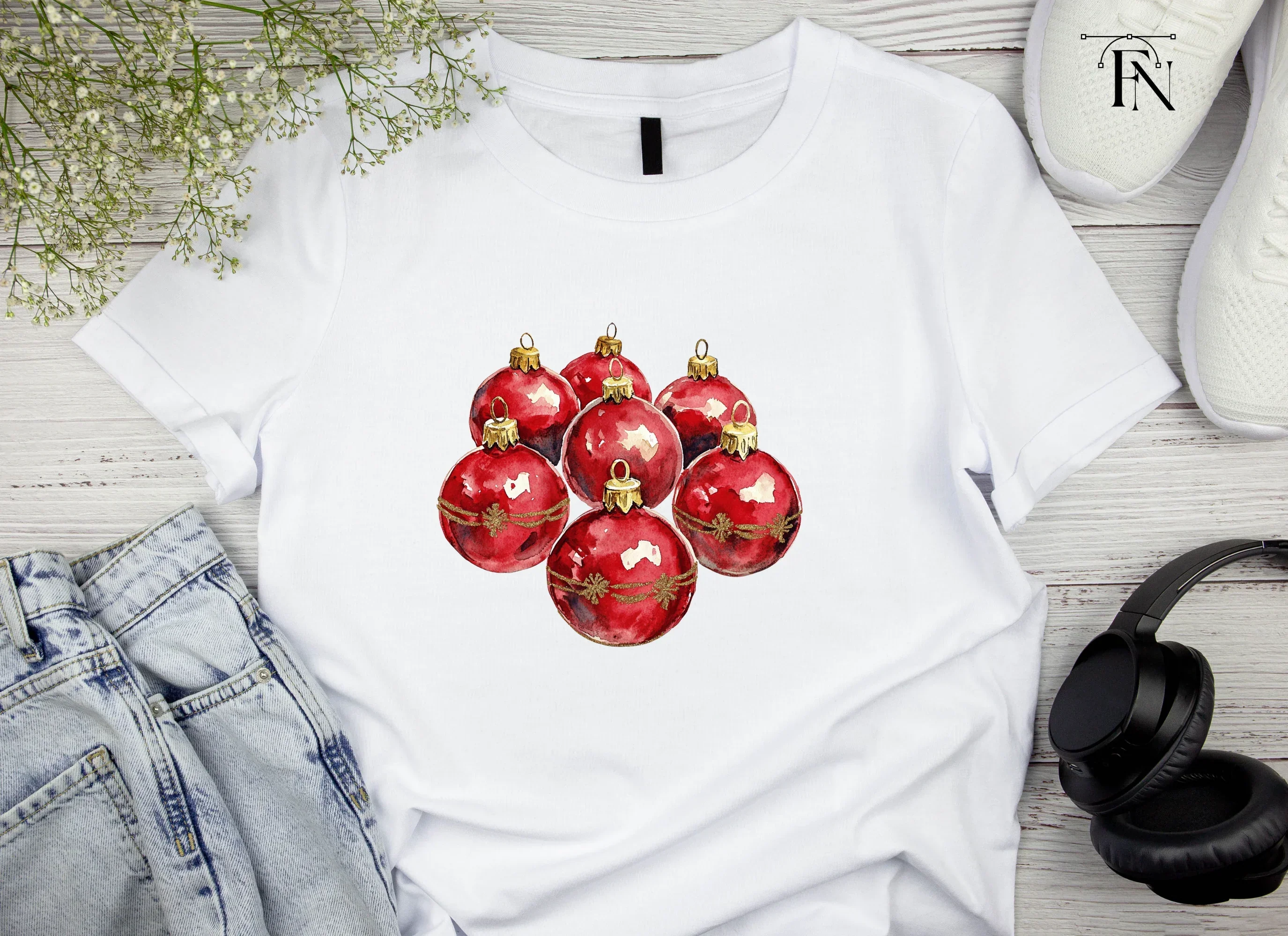 Red Christmas Ornaments Clipart Bundle - Image 3
