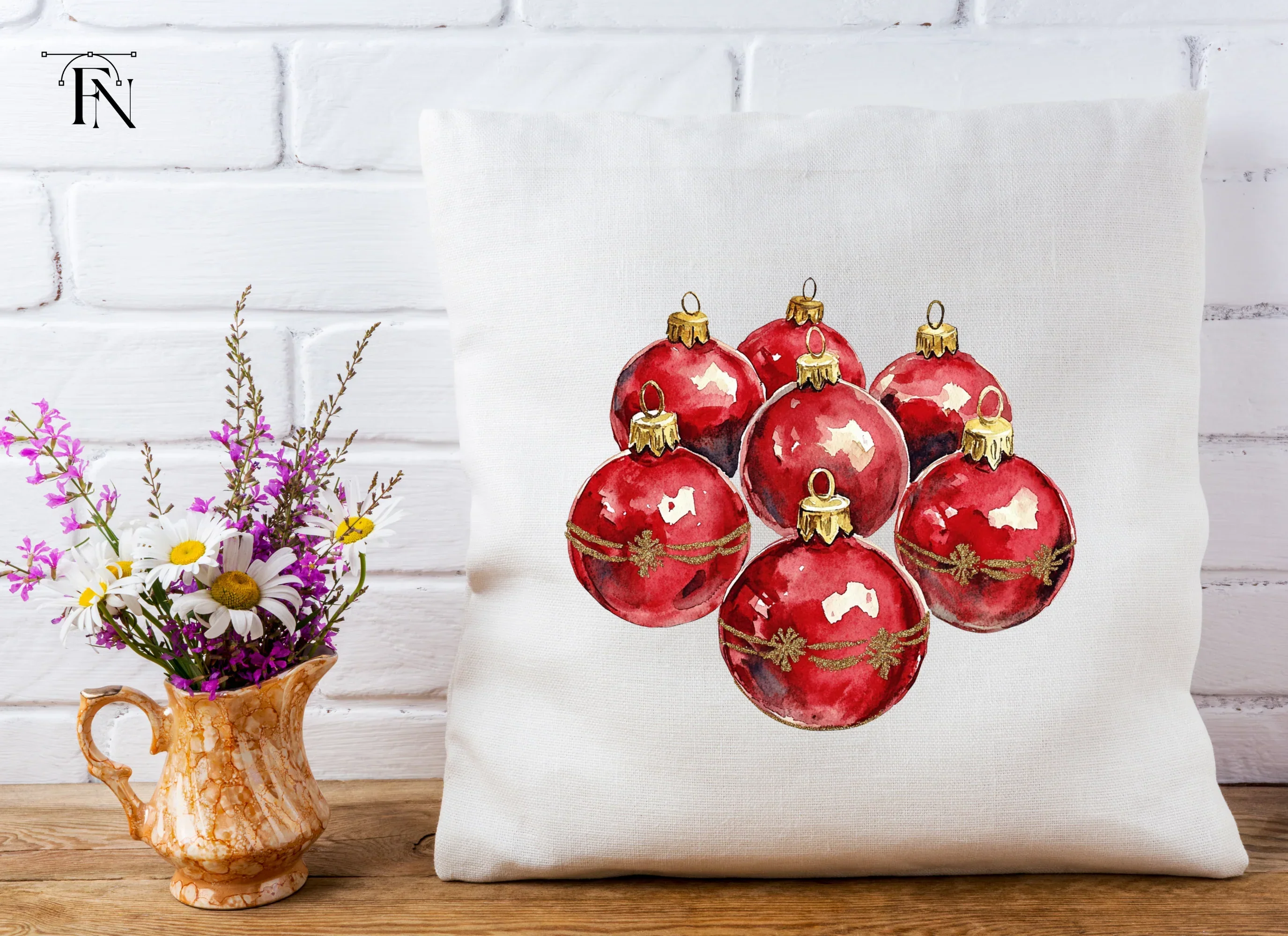 Red Christmas Ornaments Clipart Bundle - Image 4
