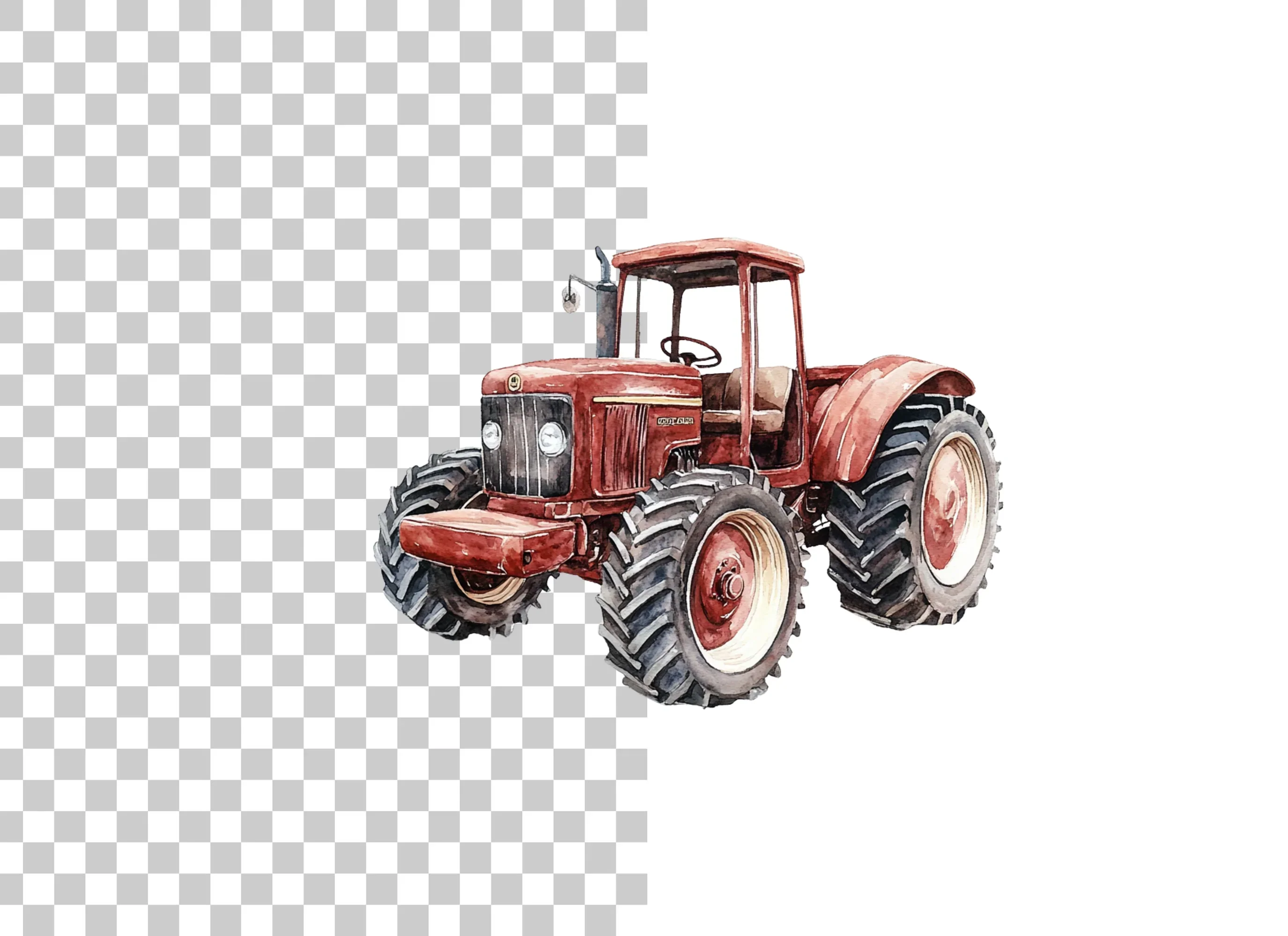 Red Farm Tractor Clipart Bundle - Image 2