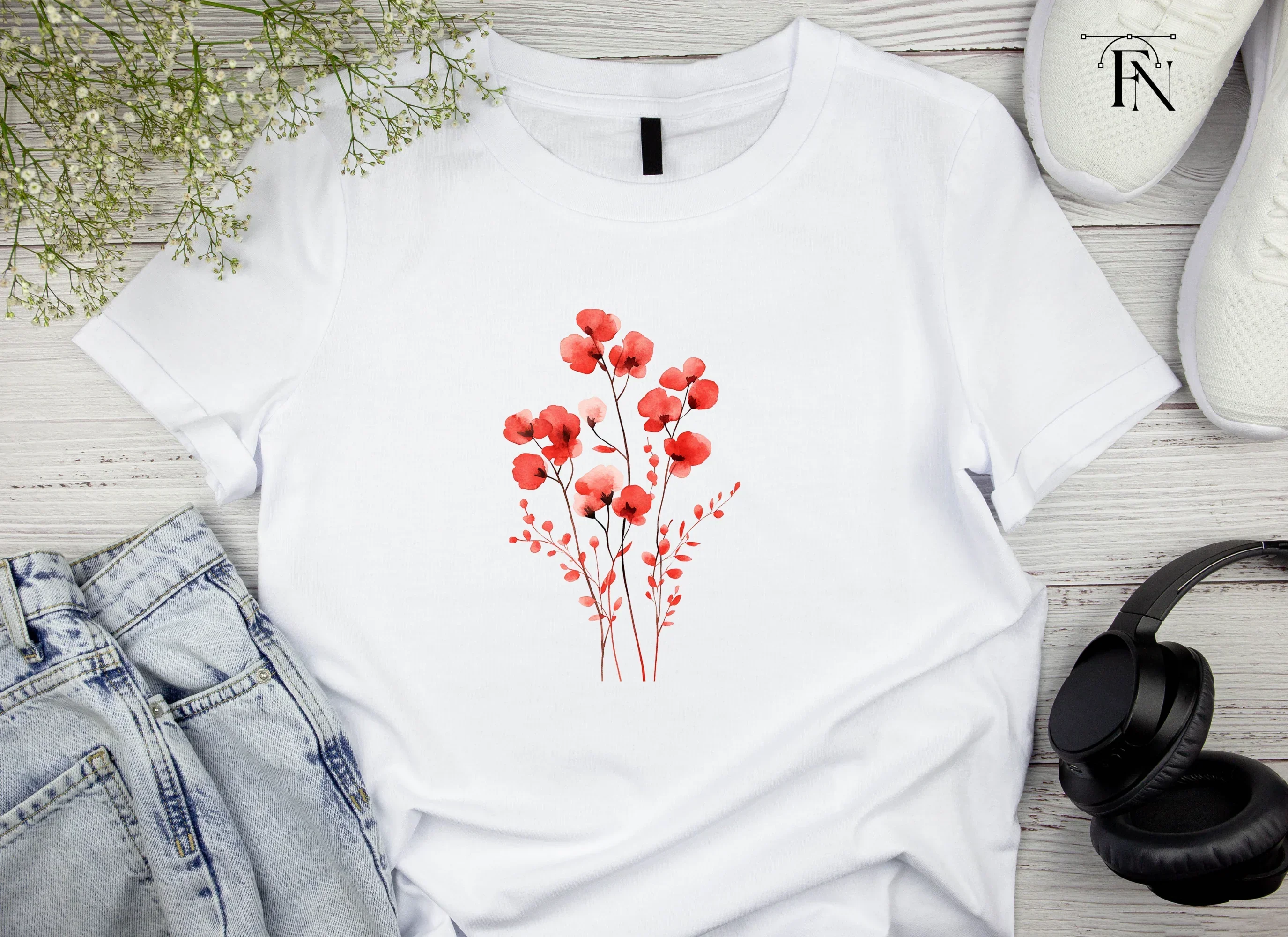 Red Floral Clipart Bundle - Image 5
