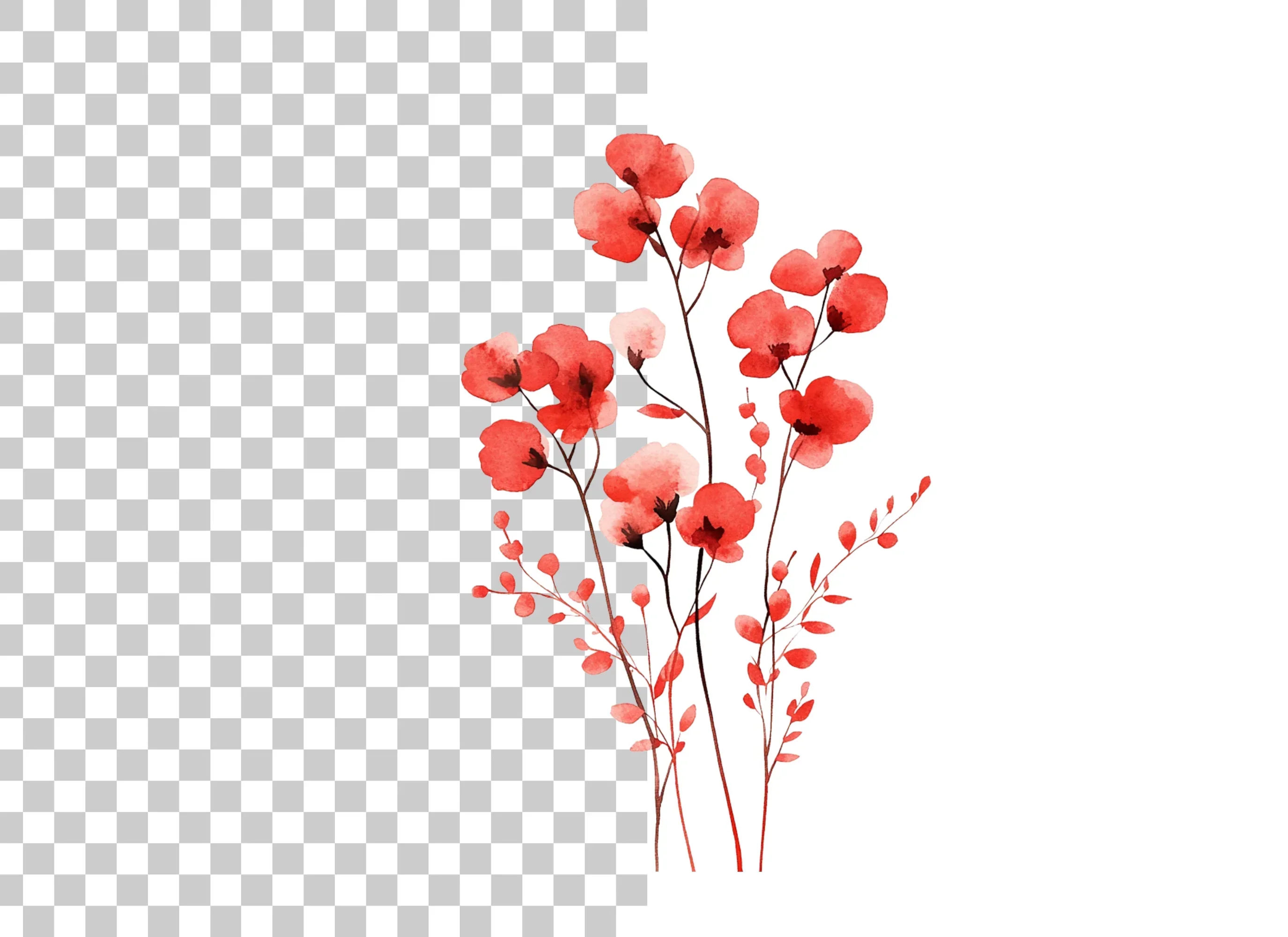 Red Floral Clipart Bundle - Image 6