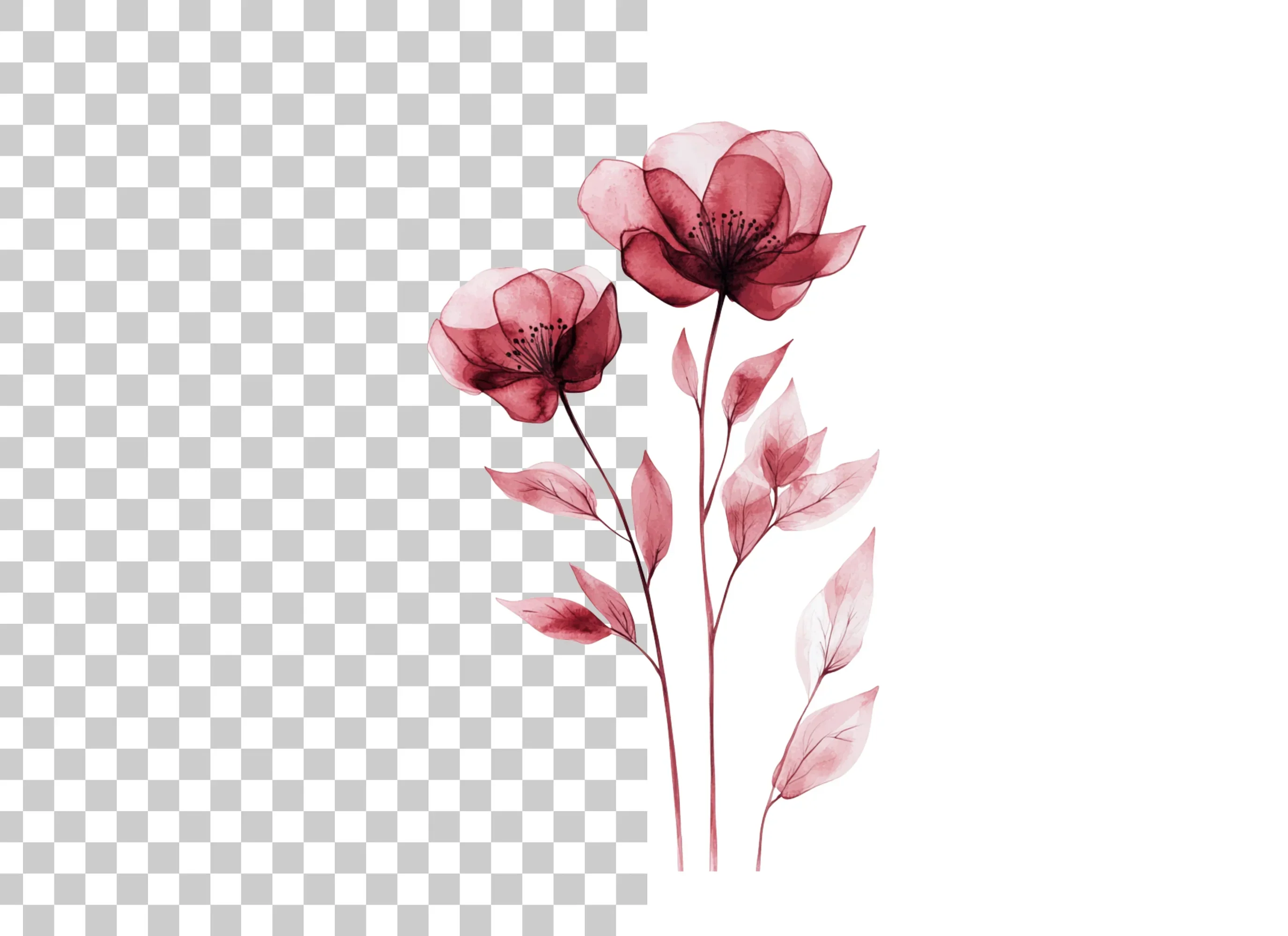 Red Flowers Clipart Bundle - Image 2