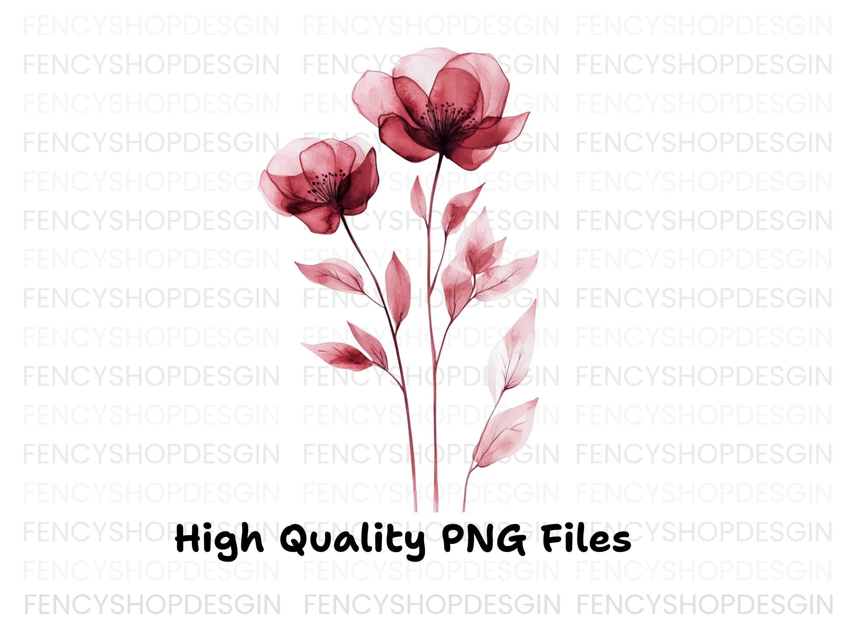 Red Flowers Clipart Bundle - Image 3