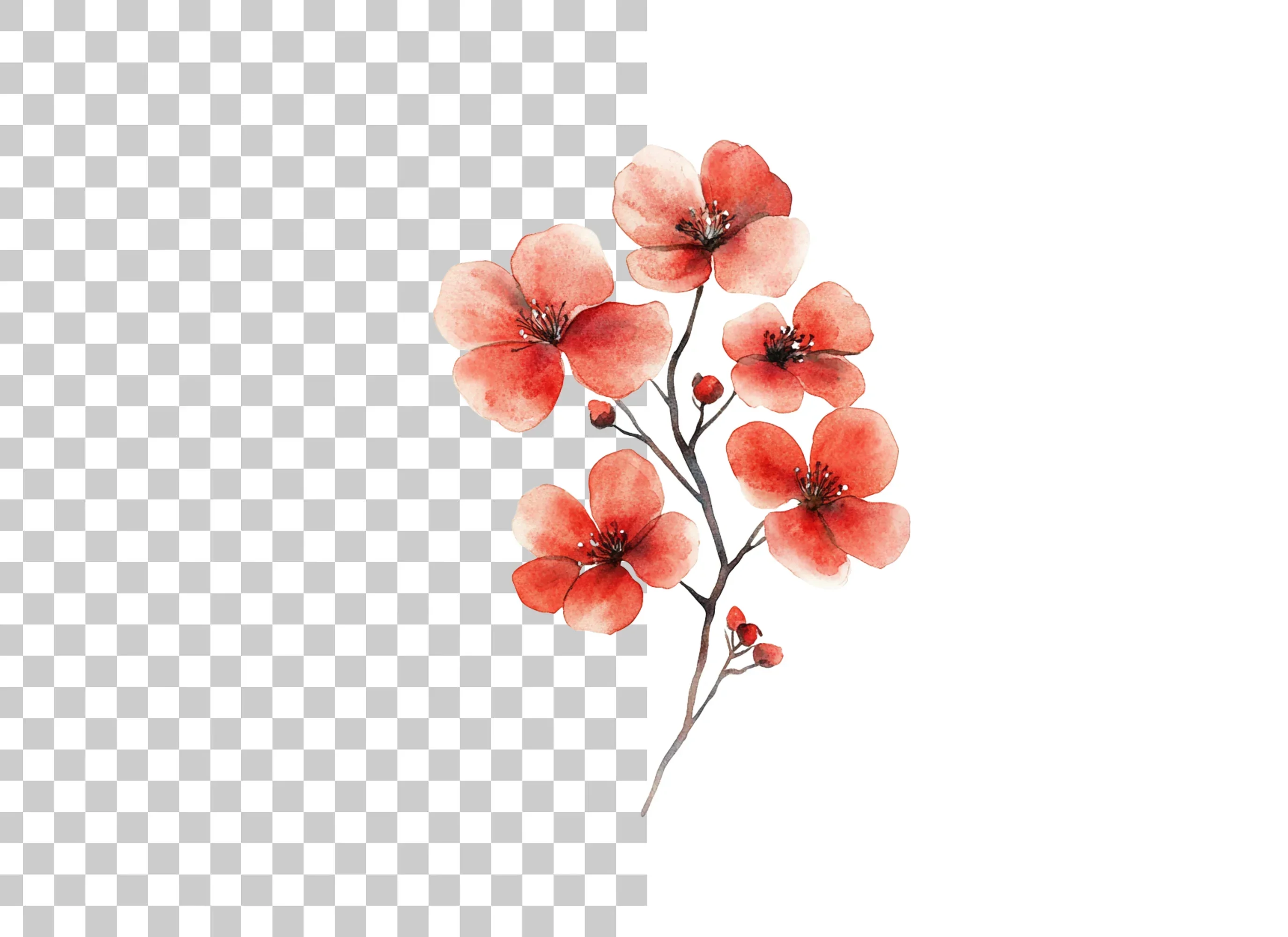 Red Flowers Clipart Bundle - Image 2