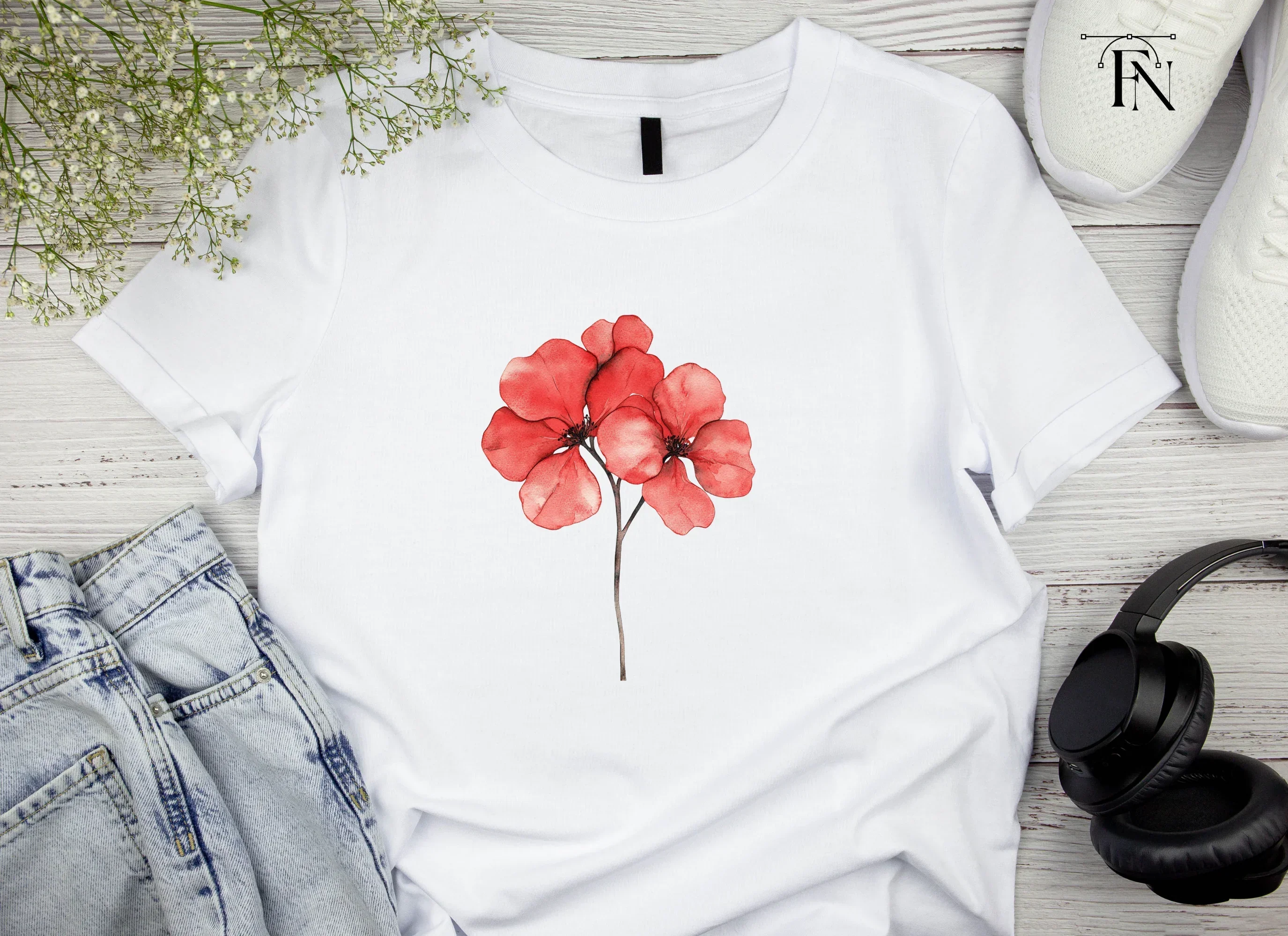 Red Geranium Flowers Clipart Bundle - Image 6