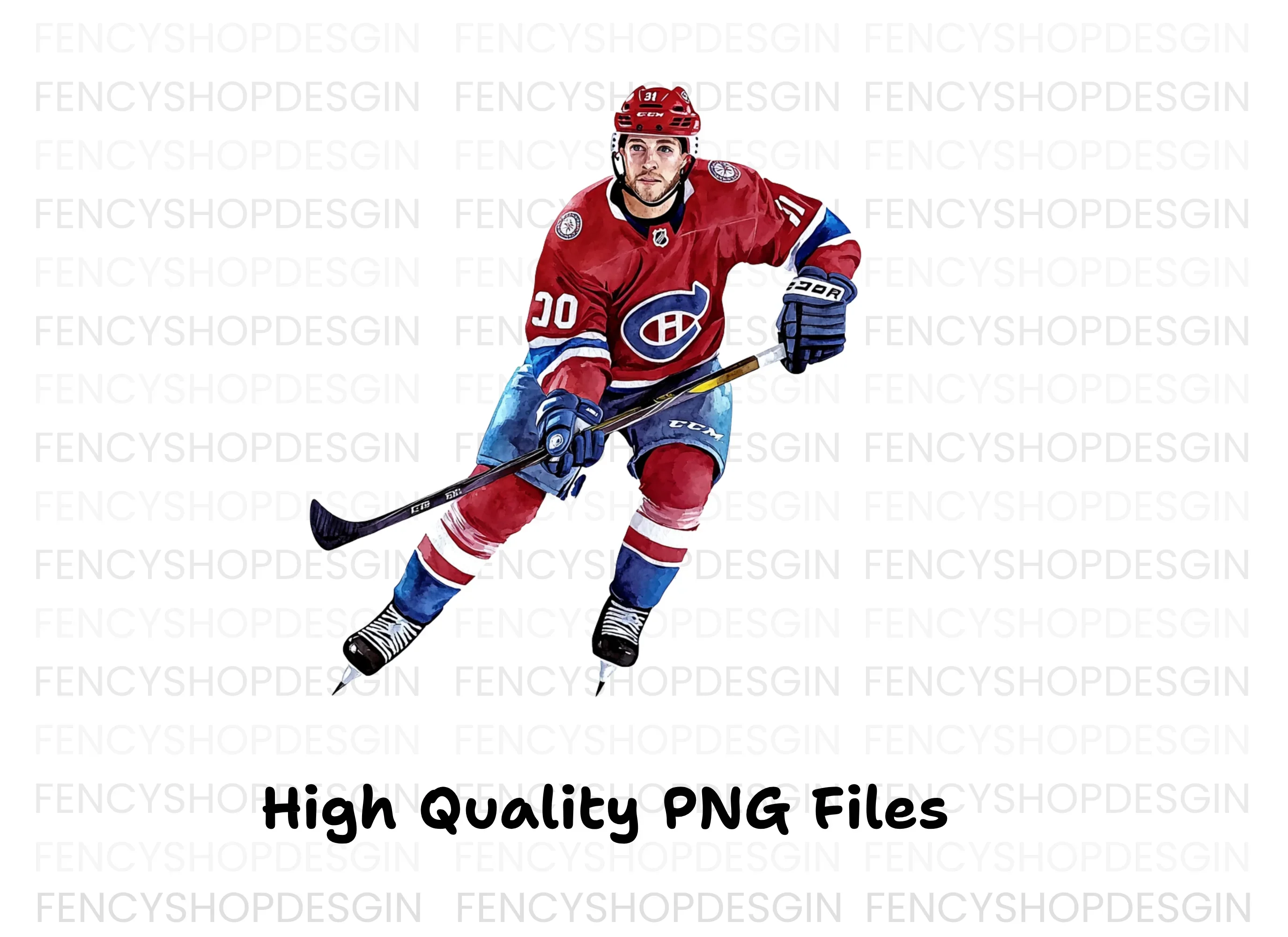Red Hockey Team Action Clipart Bundle - Image 4