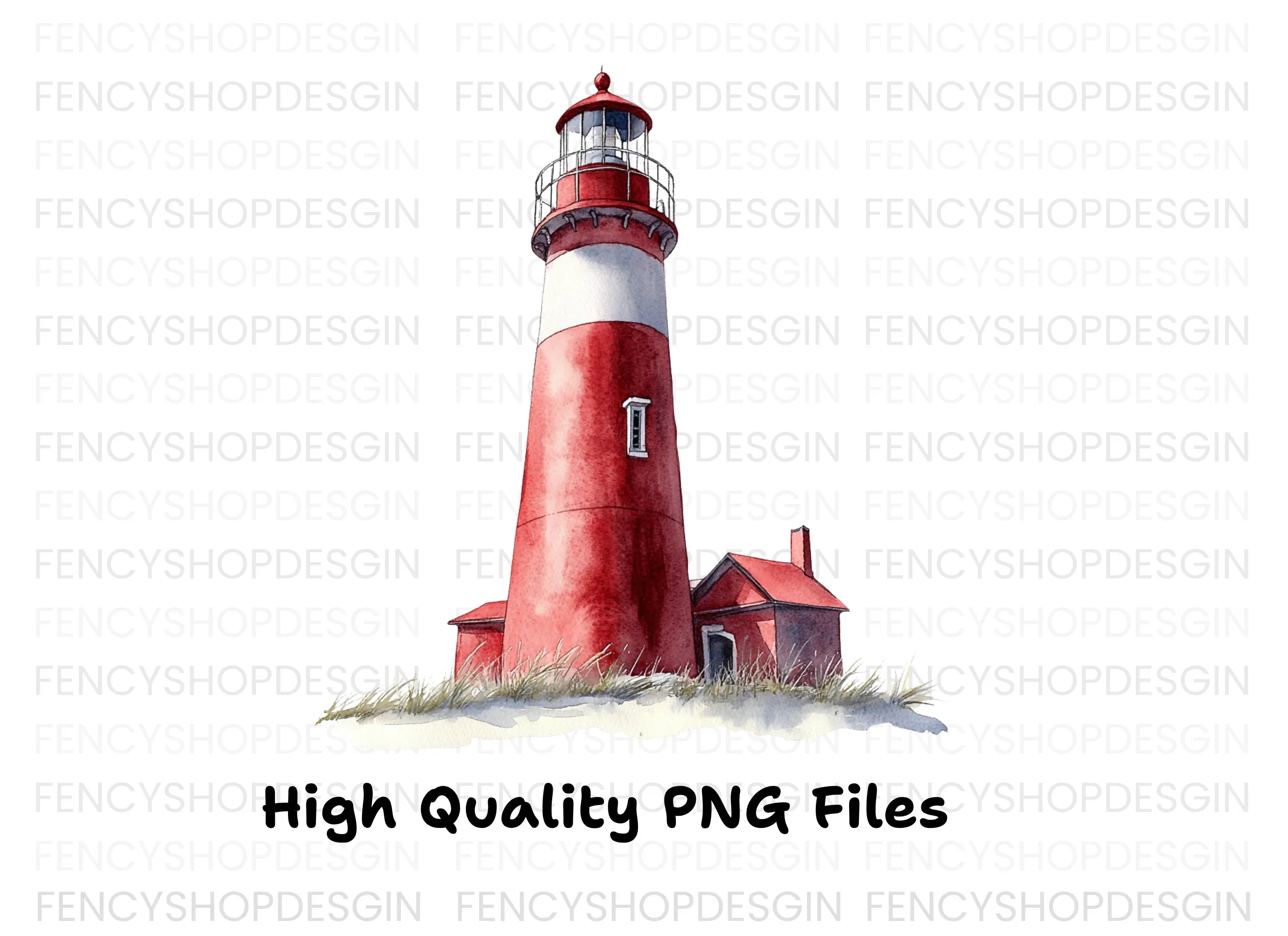 Red Lighthouse Clipart Bundle - Image 2