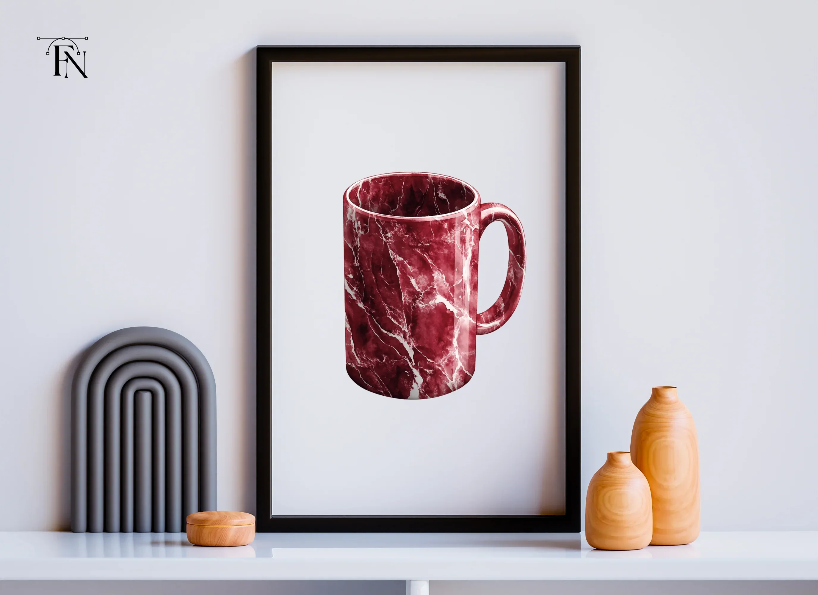 Red Marble Pattern Coffee Clipart Bundle - Image 6