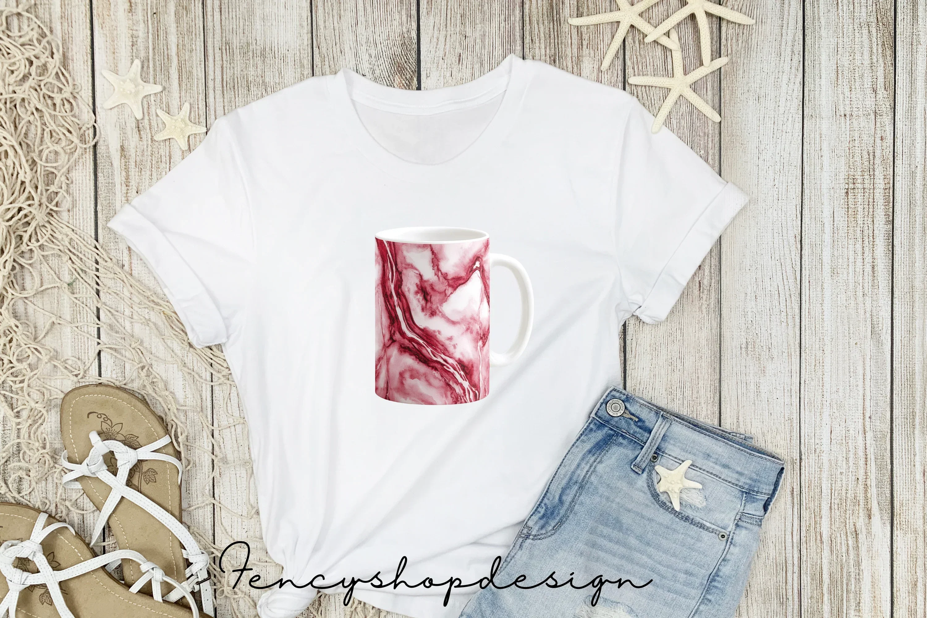 Red Marble Swirl Clipart Bundle - Image 5