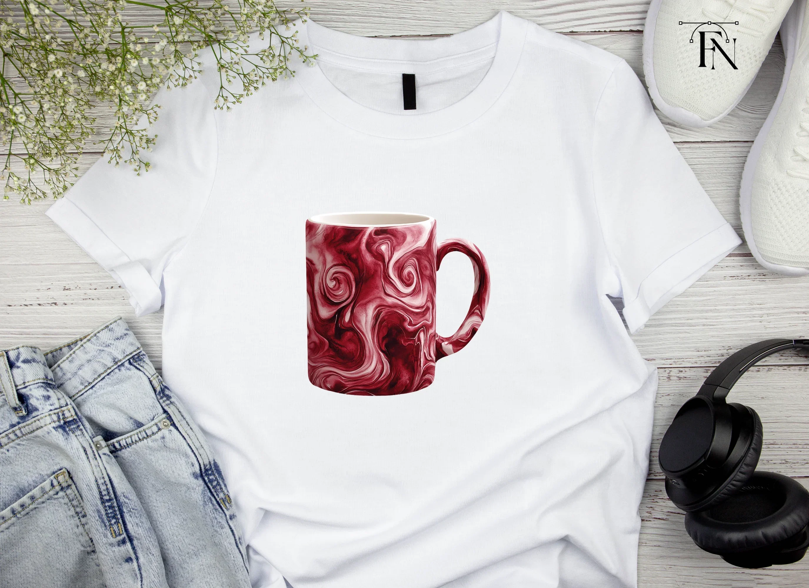 Red Marble Swirl Coffee Clipart Bundle - Image 4