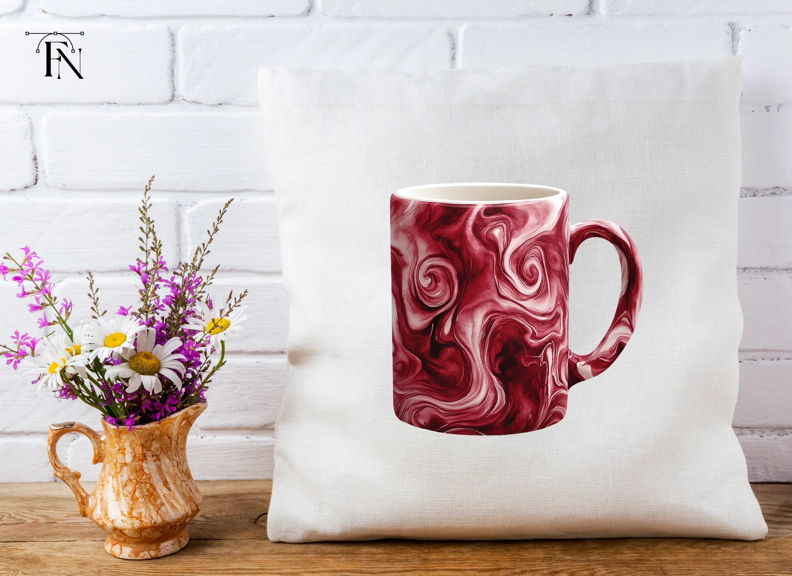 Red Marble Swirl Coffee Clipart Bundle - Image 5