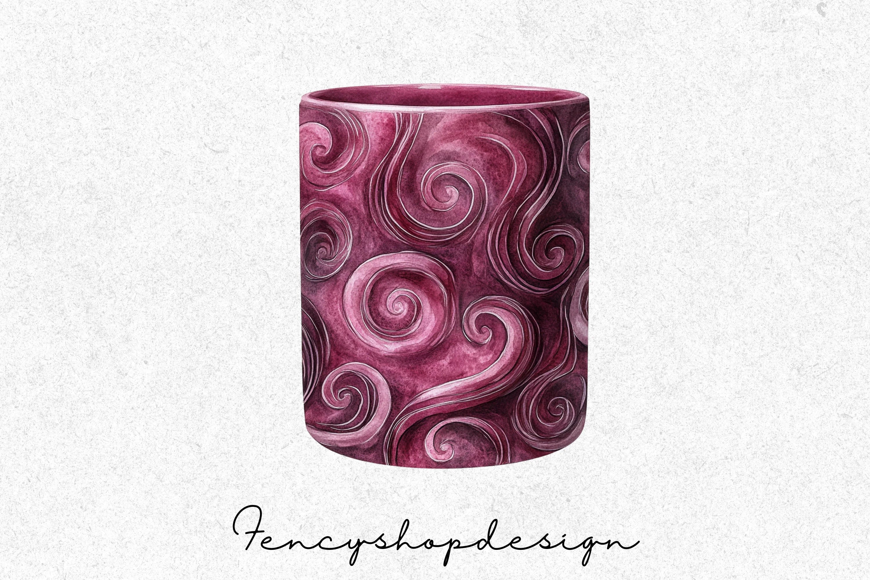Red Marble Swirl Textured Mugs Clipart Bundle - Image 3