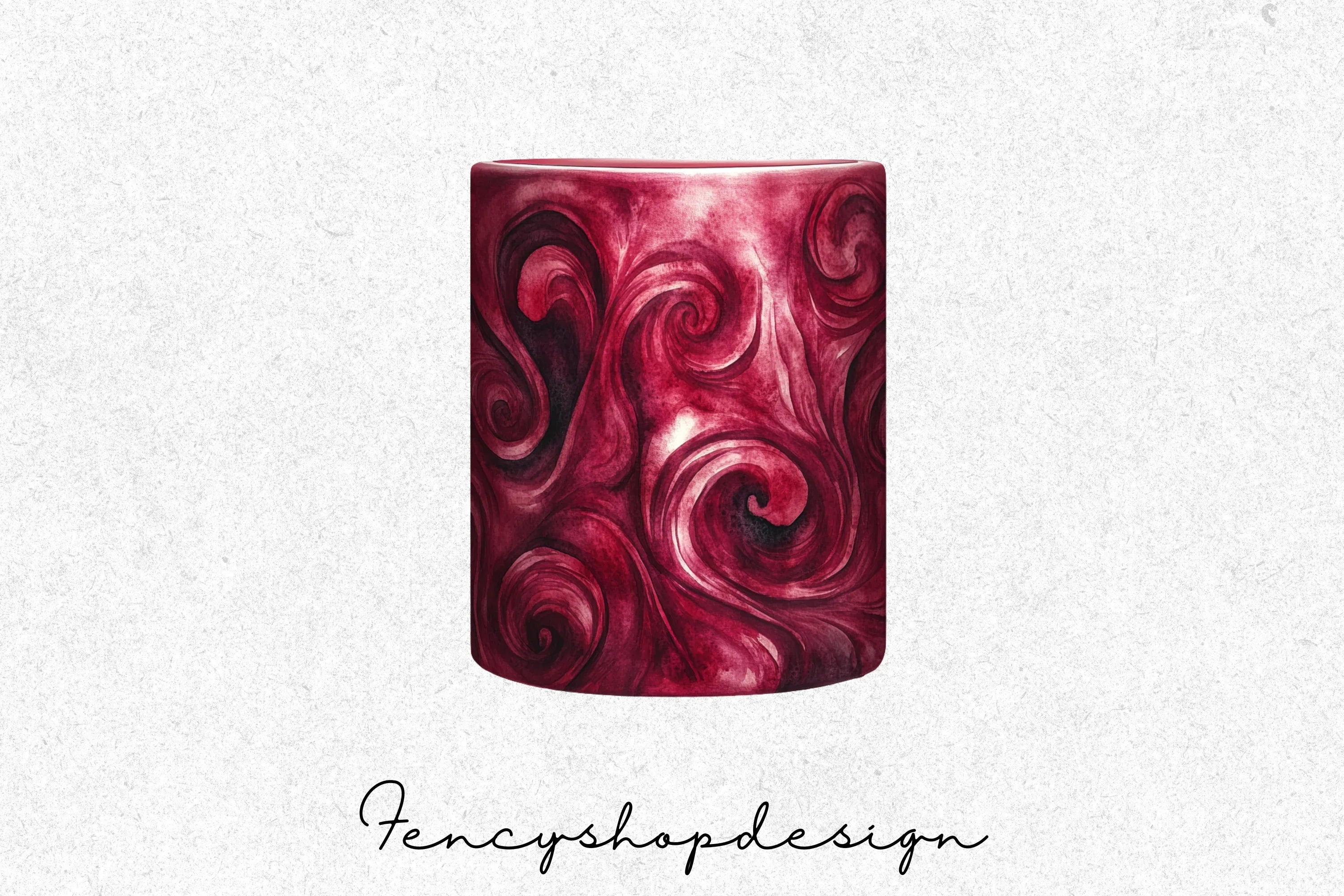 Red Marble Swirl Textured Mugs Clipart Bundle - Image 4