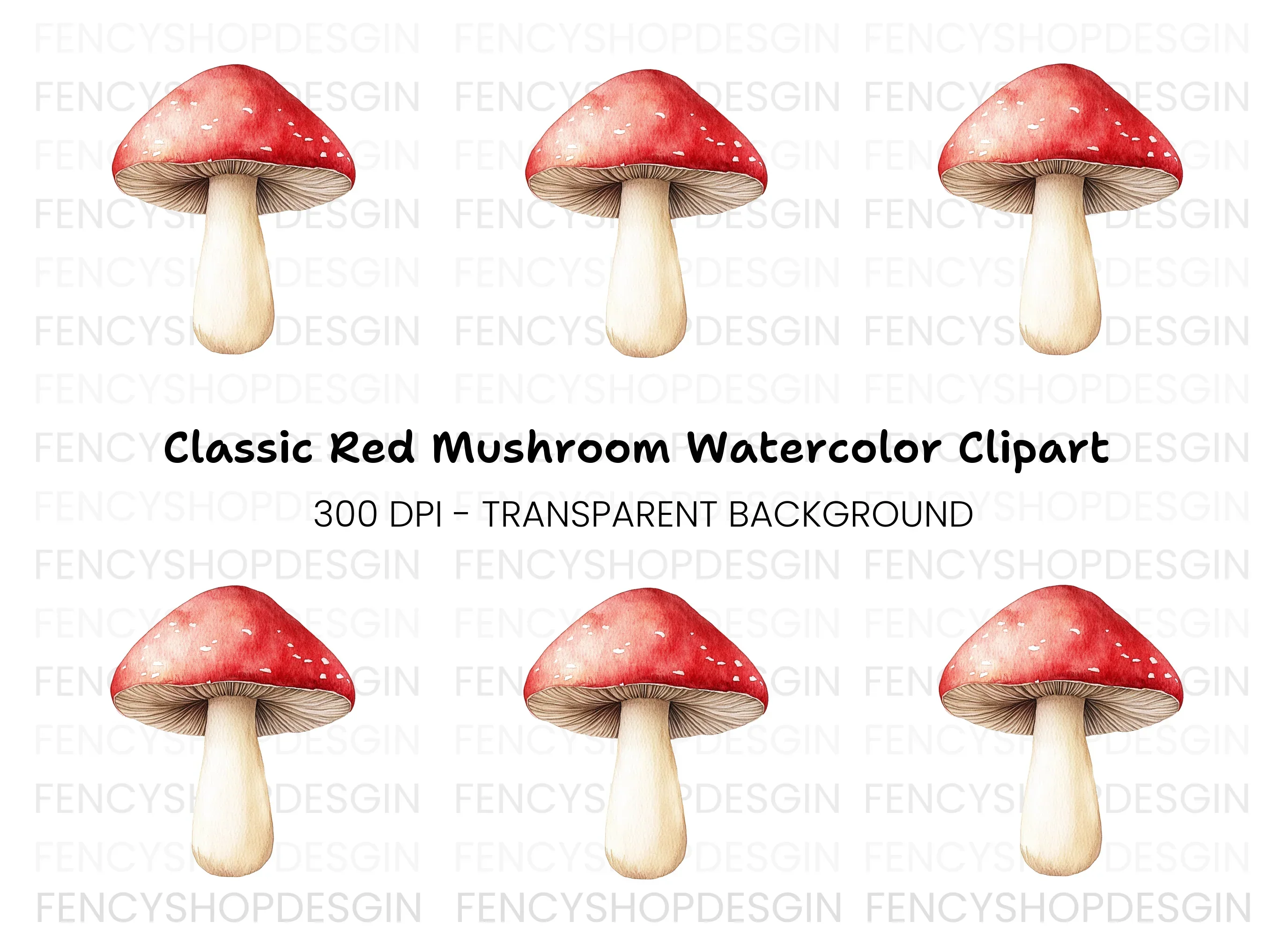 Red Mushroom Clipart Bundle