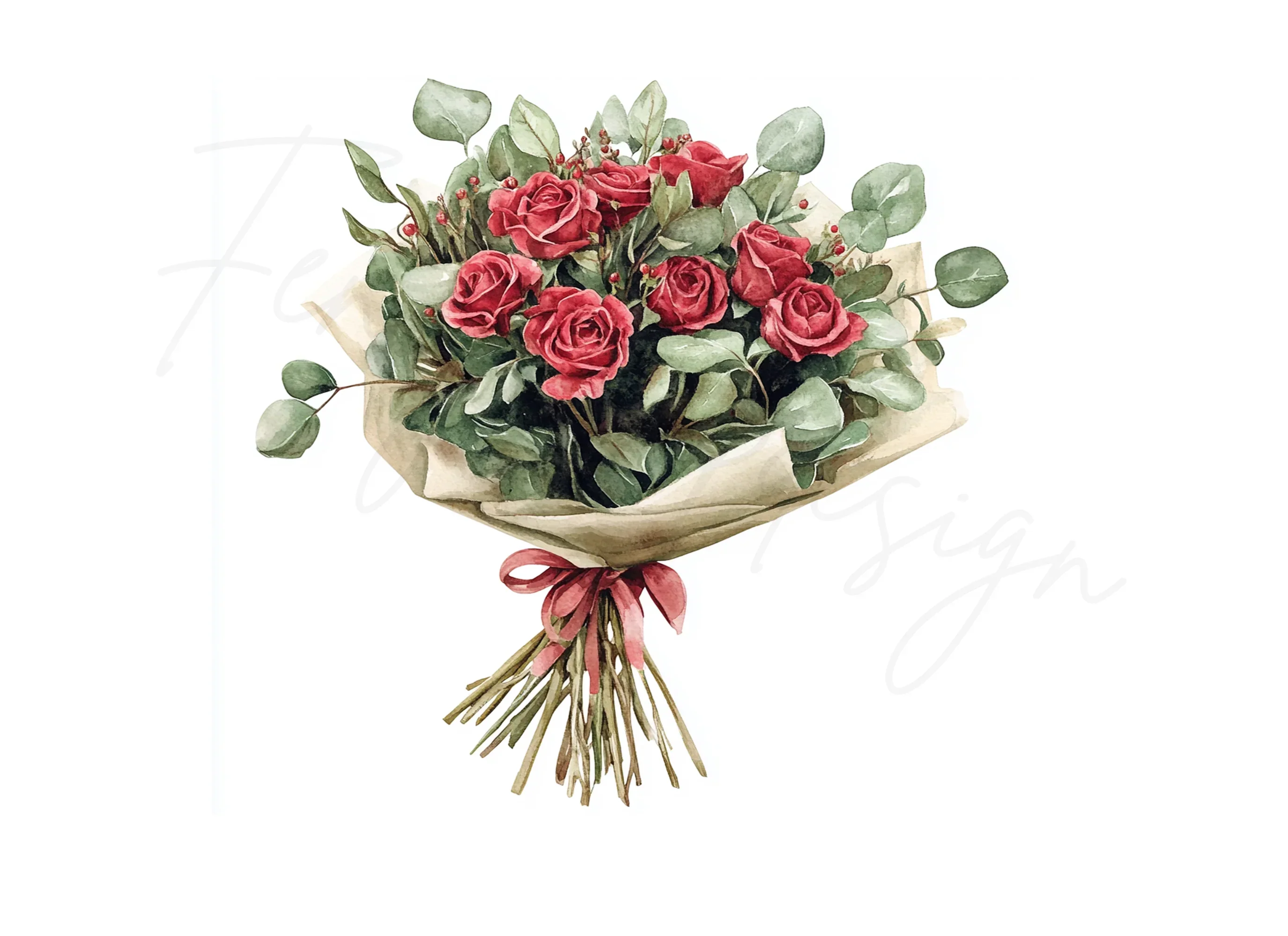 Red Rose Bouquet Clipart Bundle - Image 2