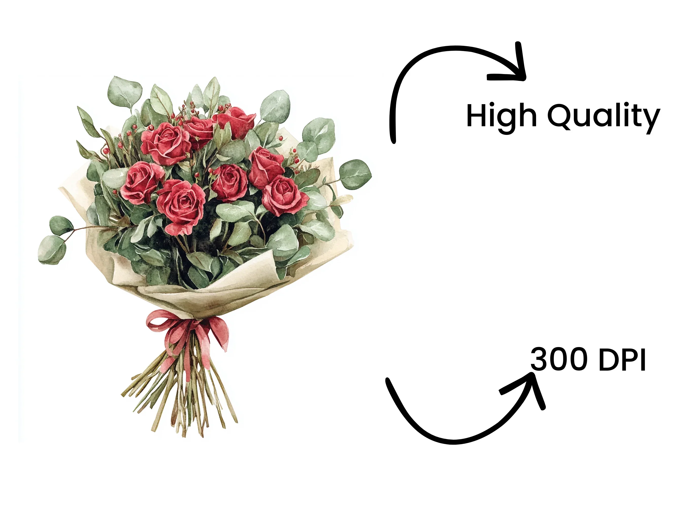 Red Rose Bouquet Clipart Bundle - Image 4