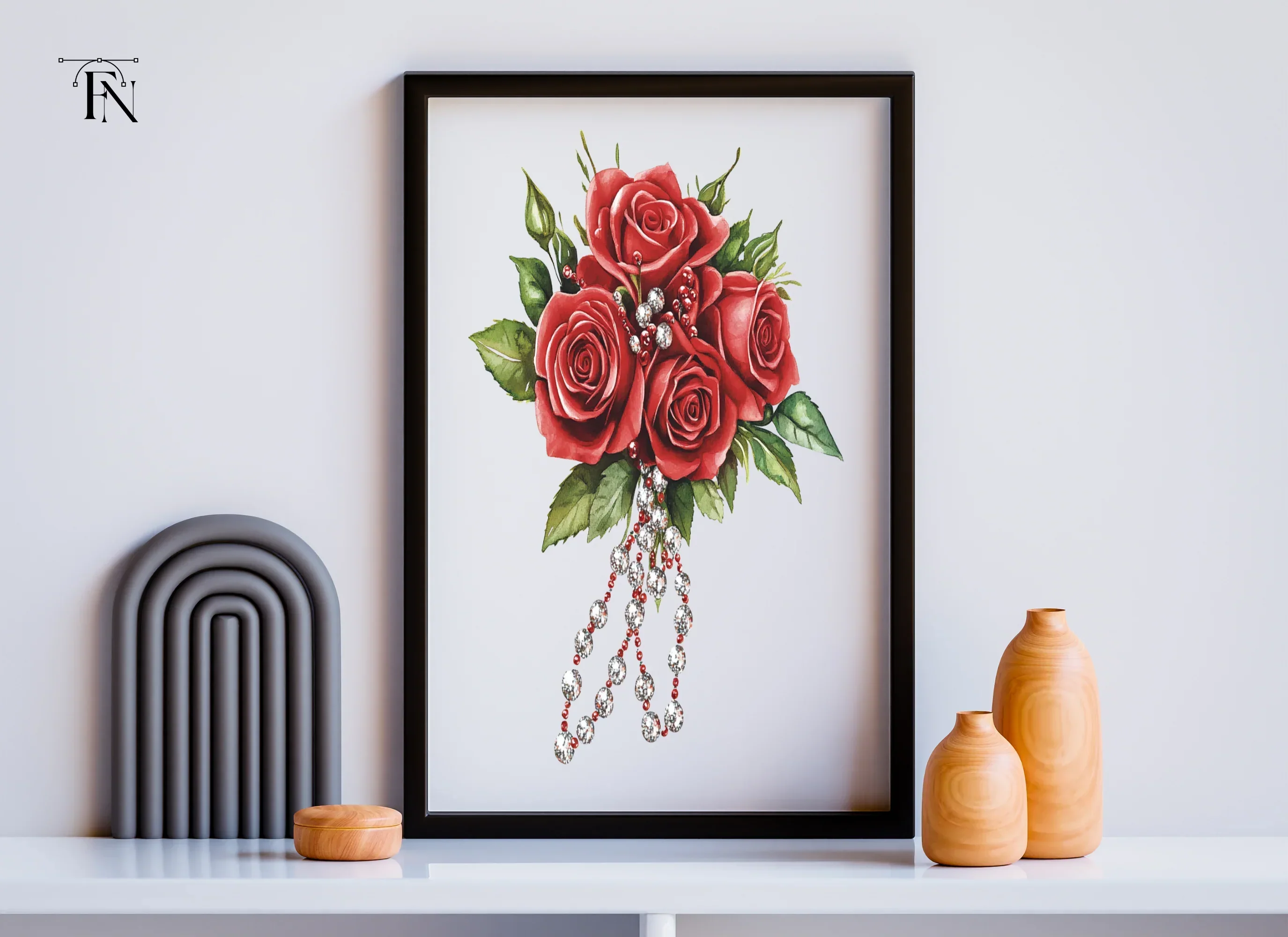 Red Rose Bouquets with Diamond Accents Clipart Bundle - Image 6