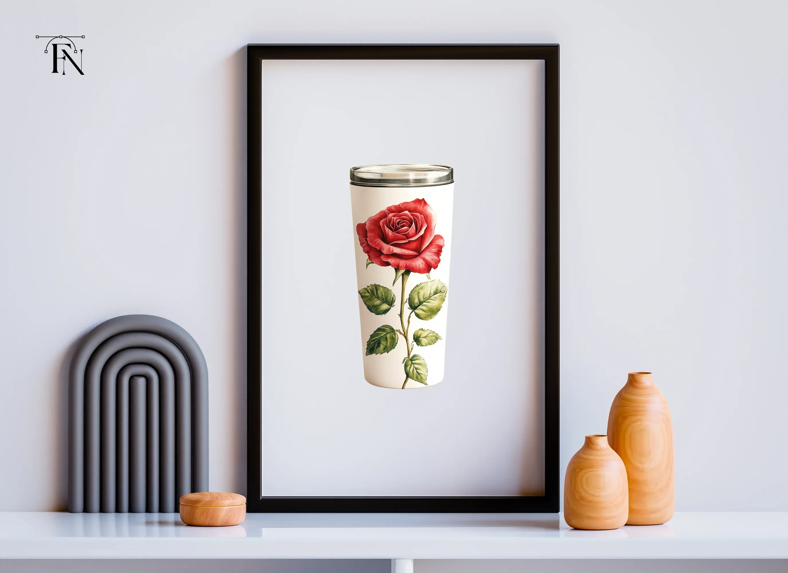 Red Rose Tumbler Clipart Bundle - Image 6