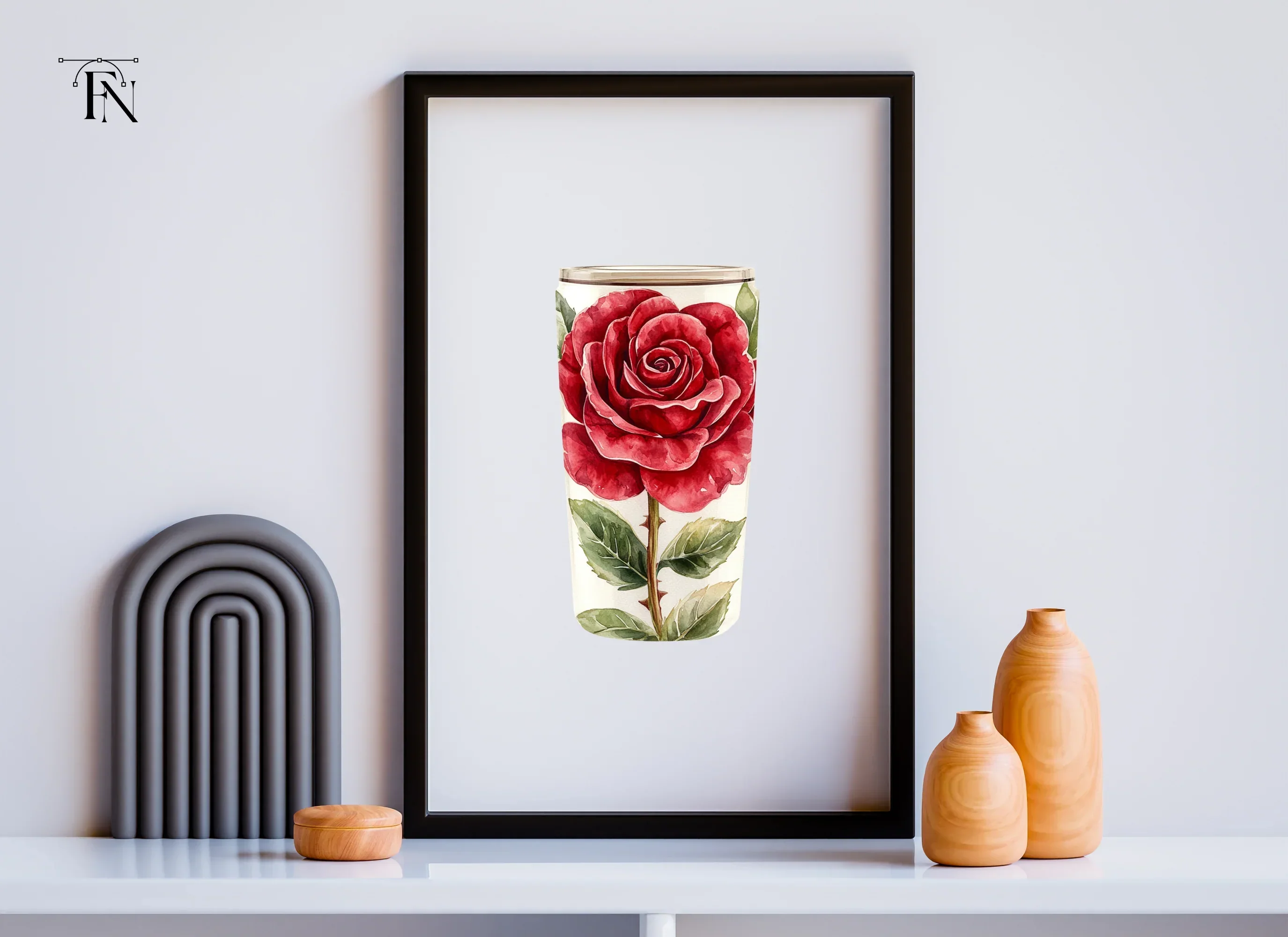 Red Rose Tumbler Clipart Bundle - Image 6