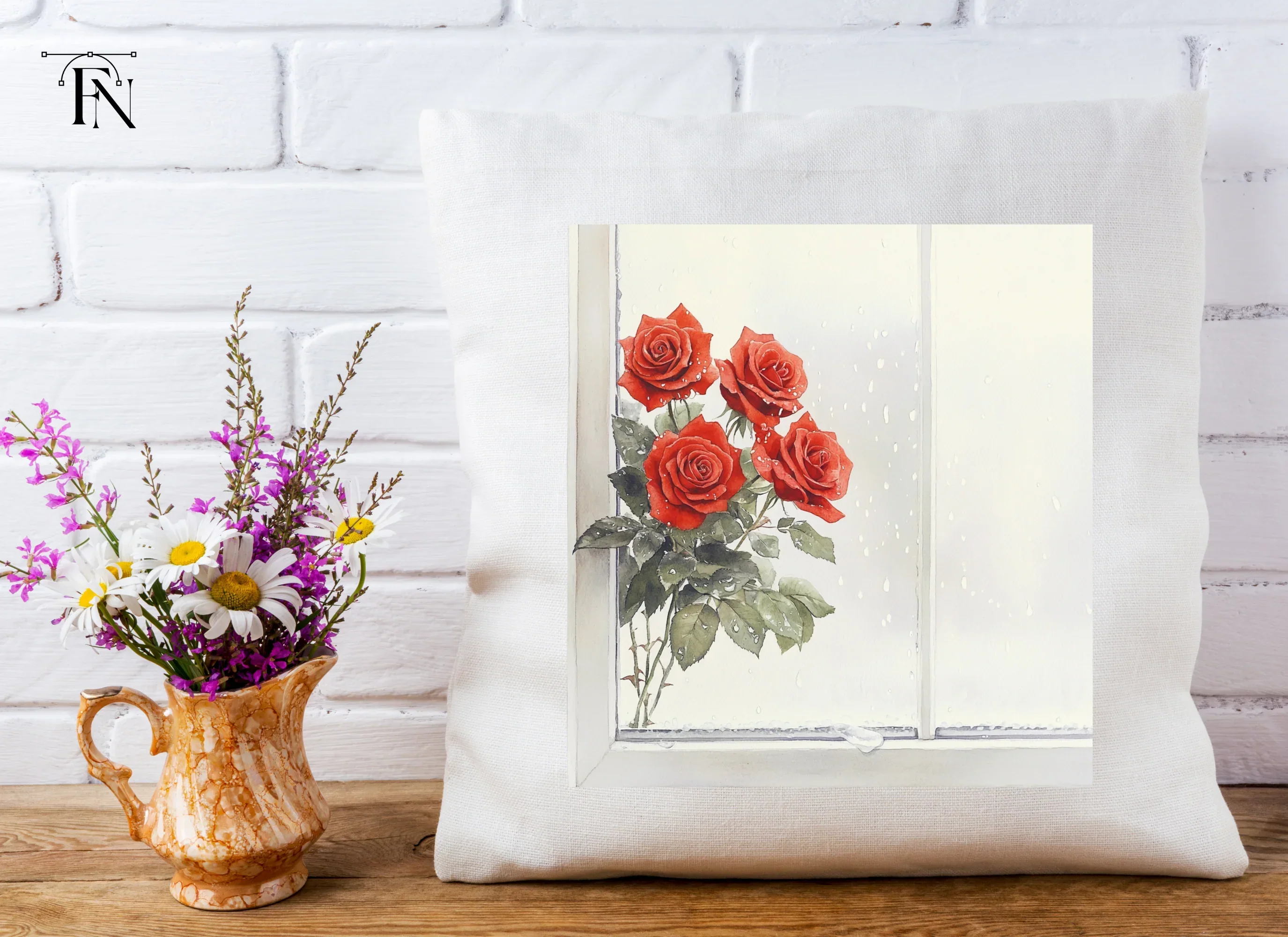 Red Roses by Rainy Window Clipart Bundle - Image 4