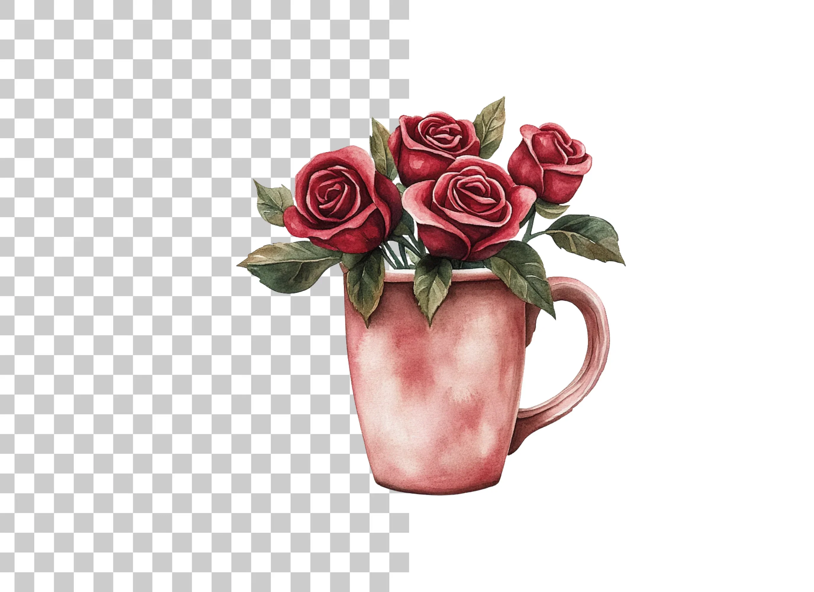 Red Roses in Pink Clipart Bundle - Image 2