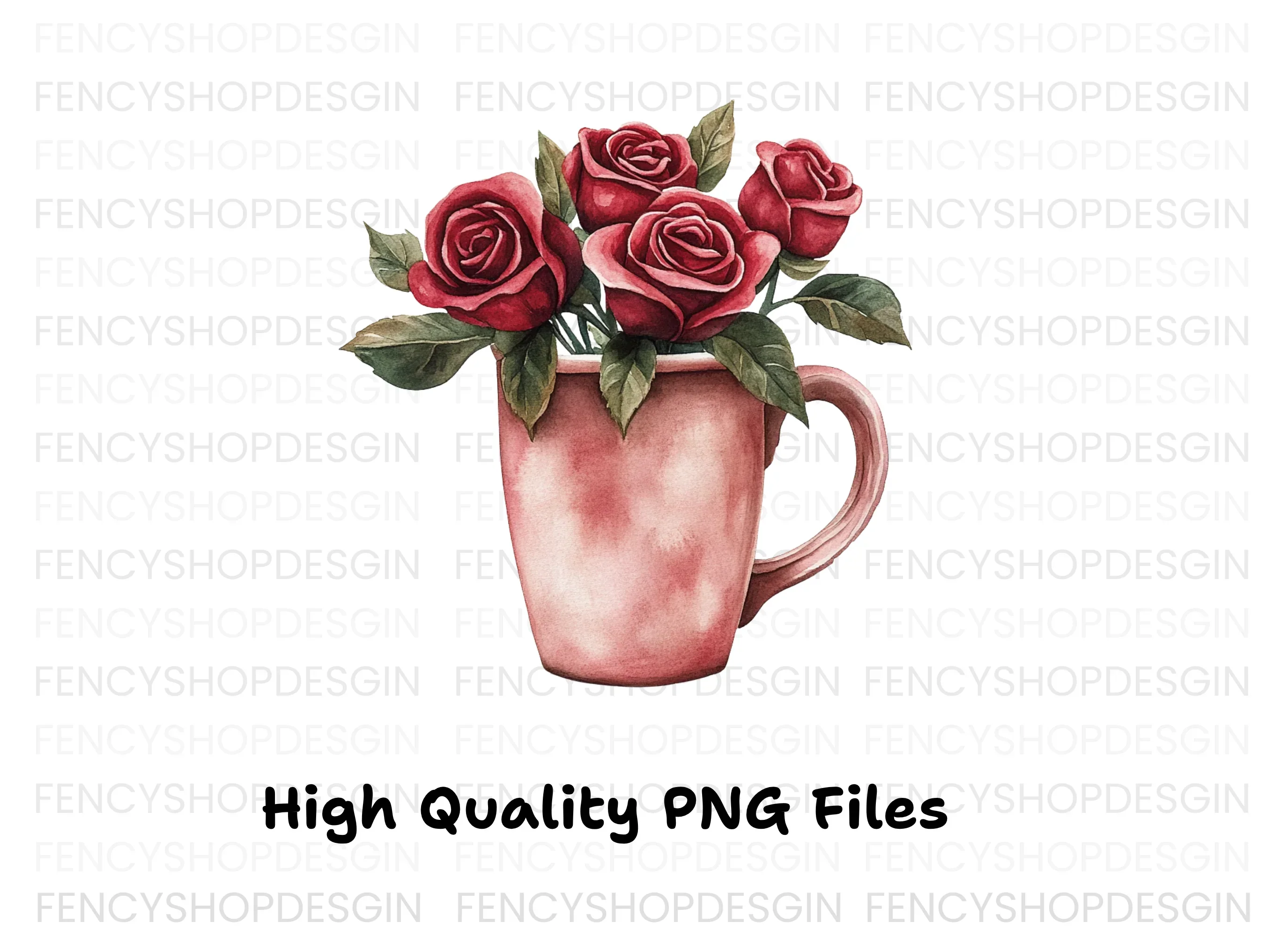 Red Roses in Pink Clipart Bundle - Image 3