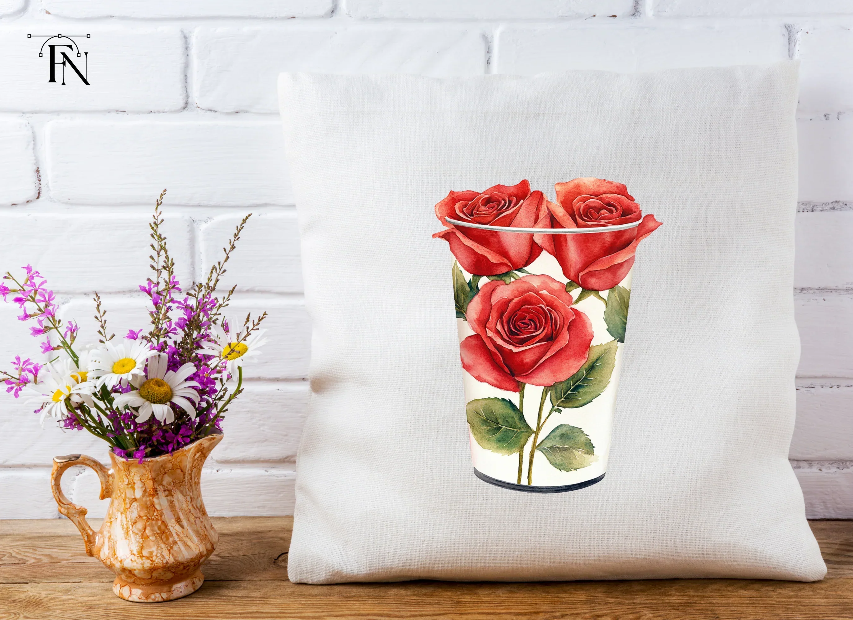 Red Roses in White Vase Clipart Bundle - Image 5