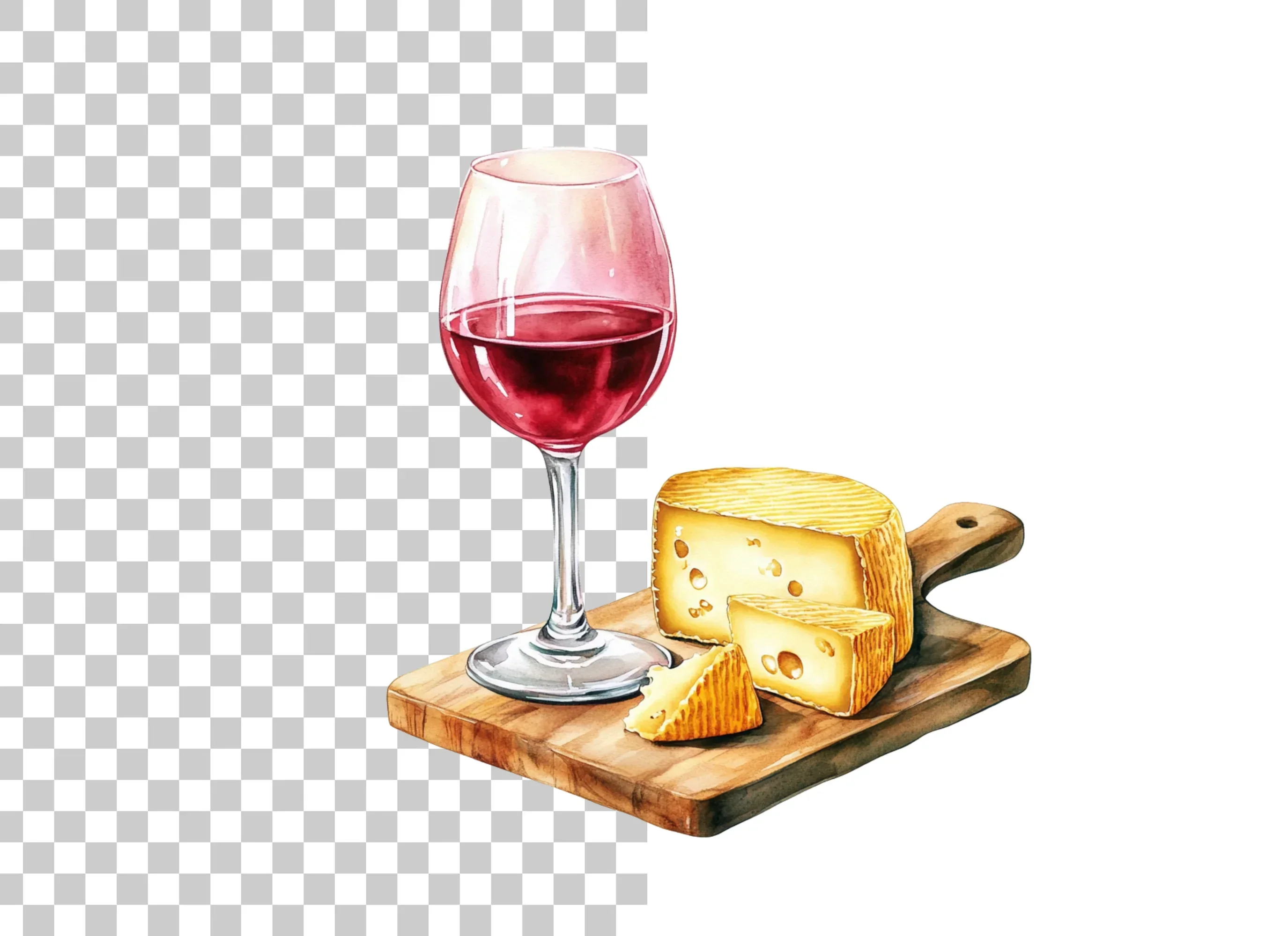 Red Wine and Cheese Board Clipart Bundle - Image 2