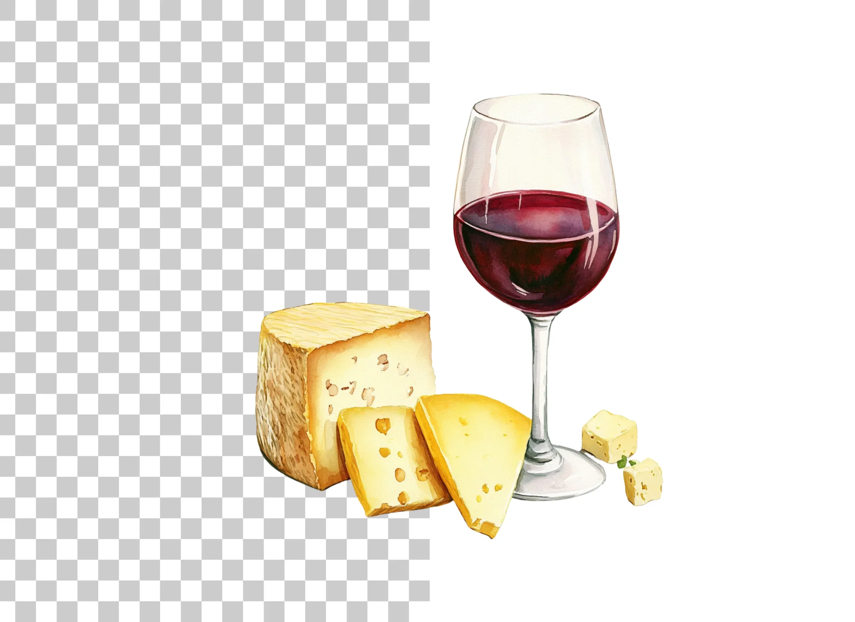 Red Wine and Cheese Delights Clipart Bundle - Image 2