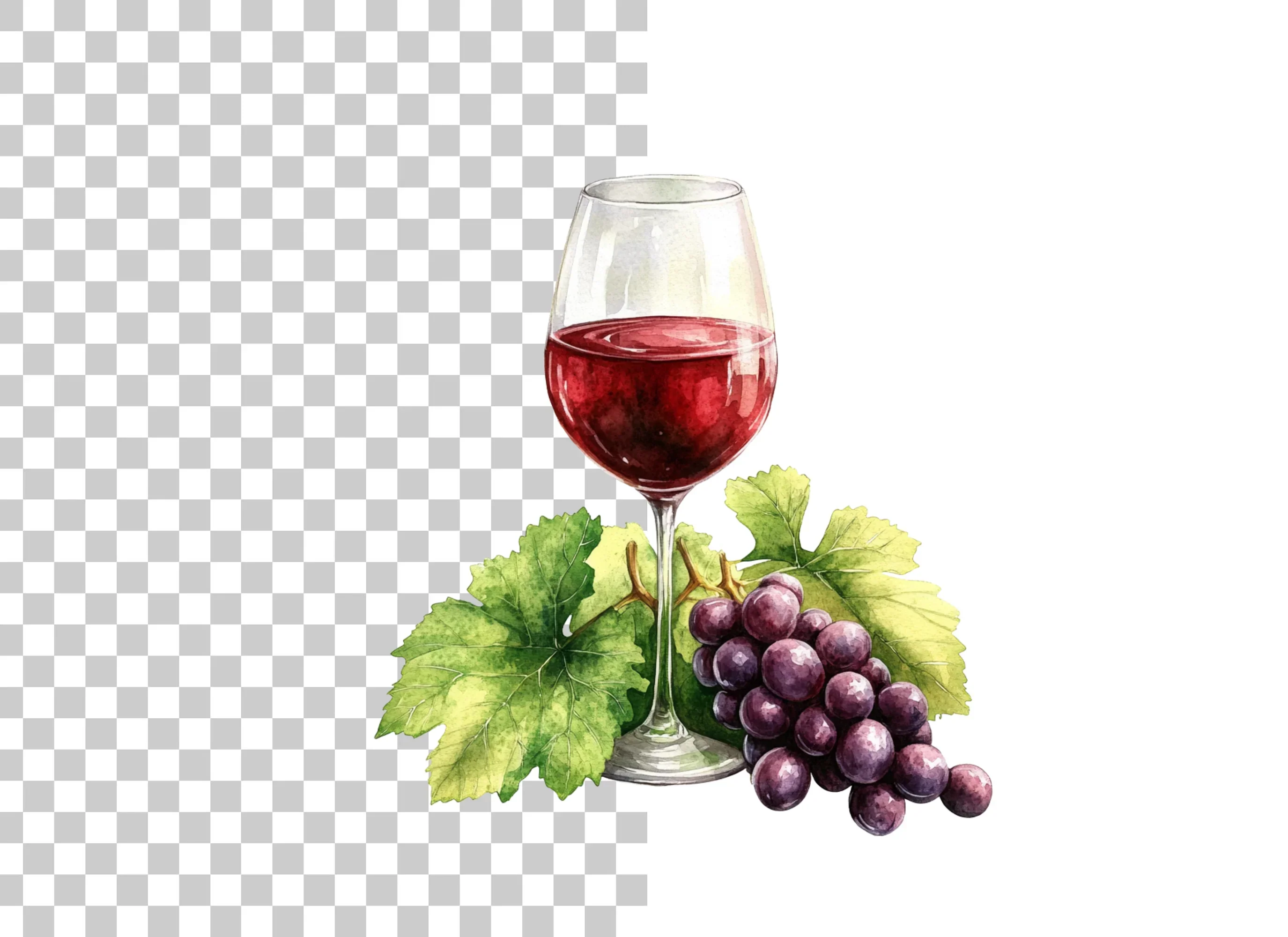 Red Wine Glasses with Grapes Clipart Bundle - Image 6