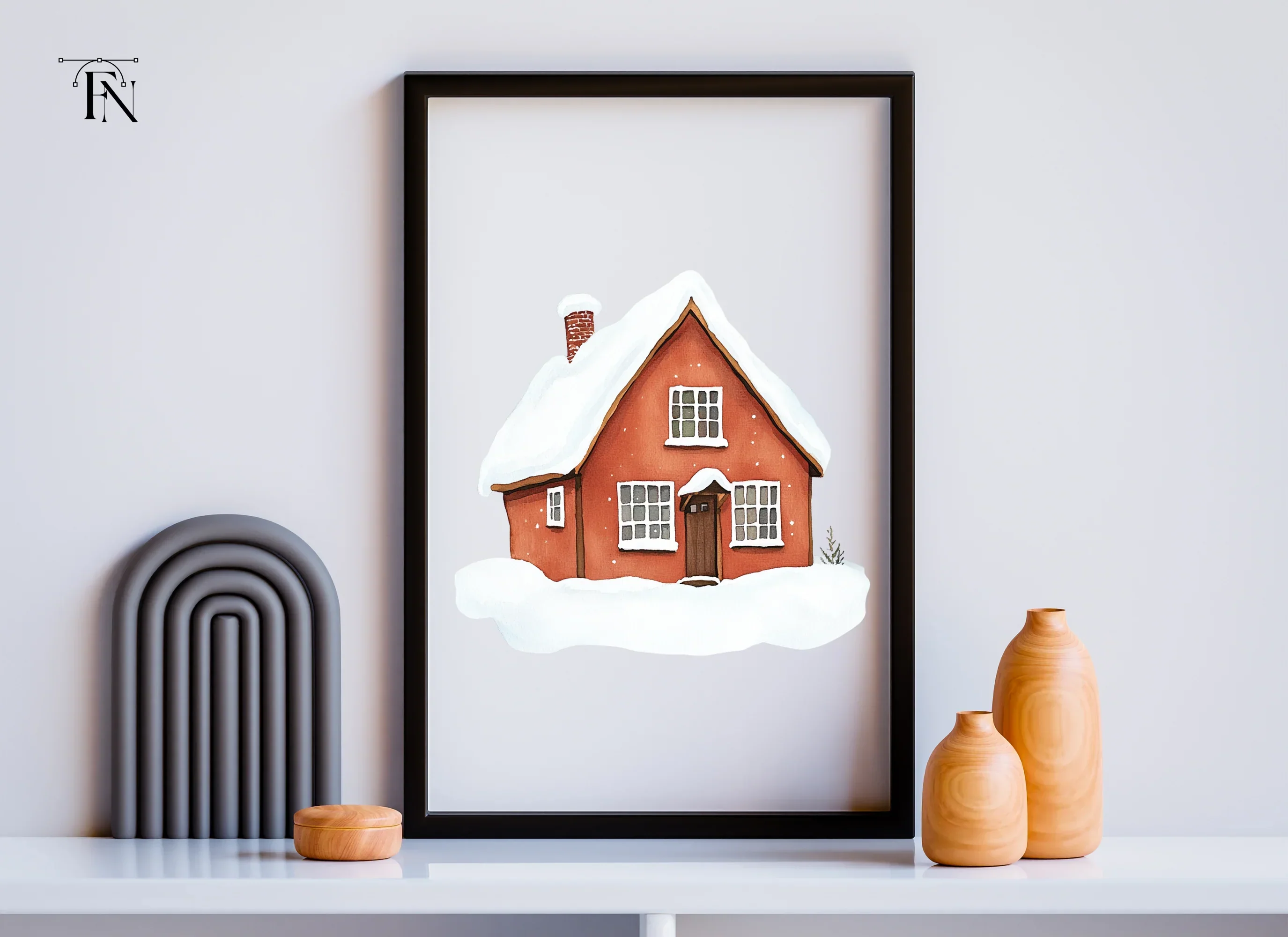 Red Winter House Clipart Bundle - Image 3