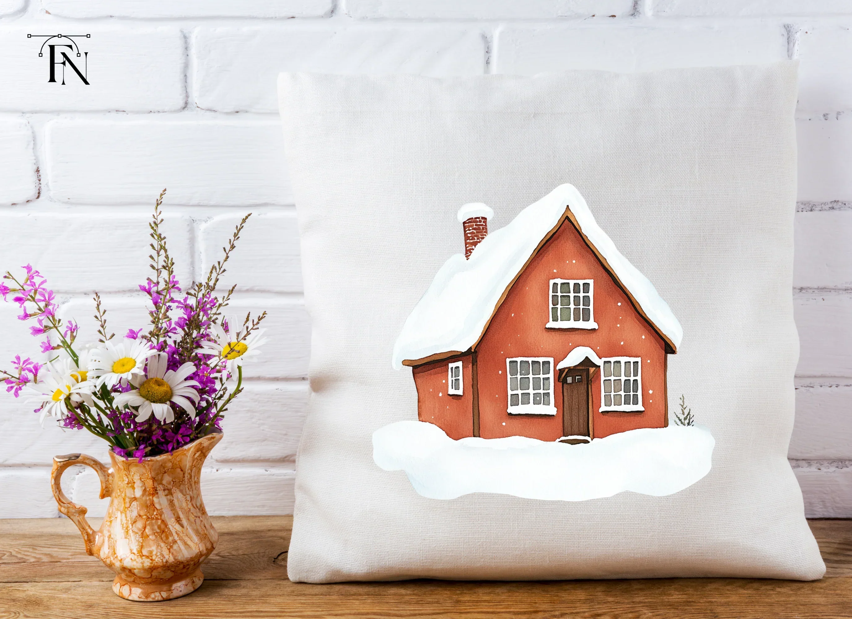 Red Winter House Clipart Bundle - Image 4