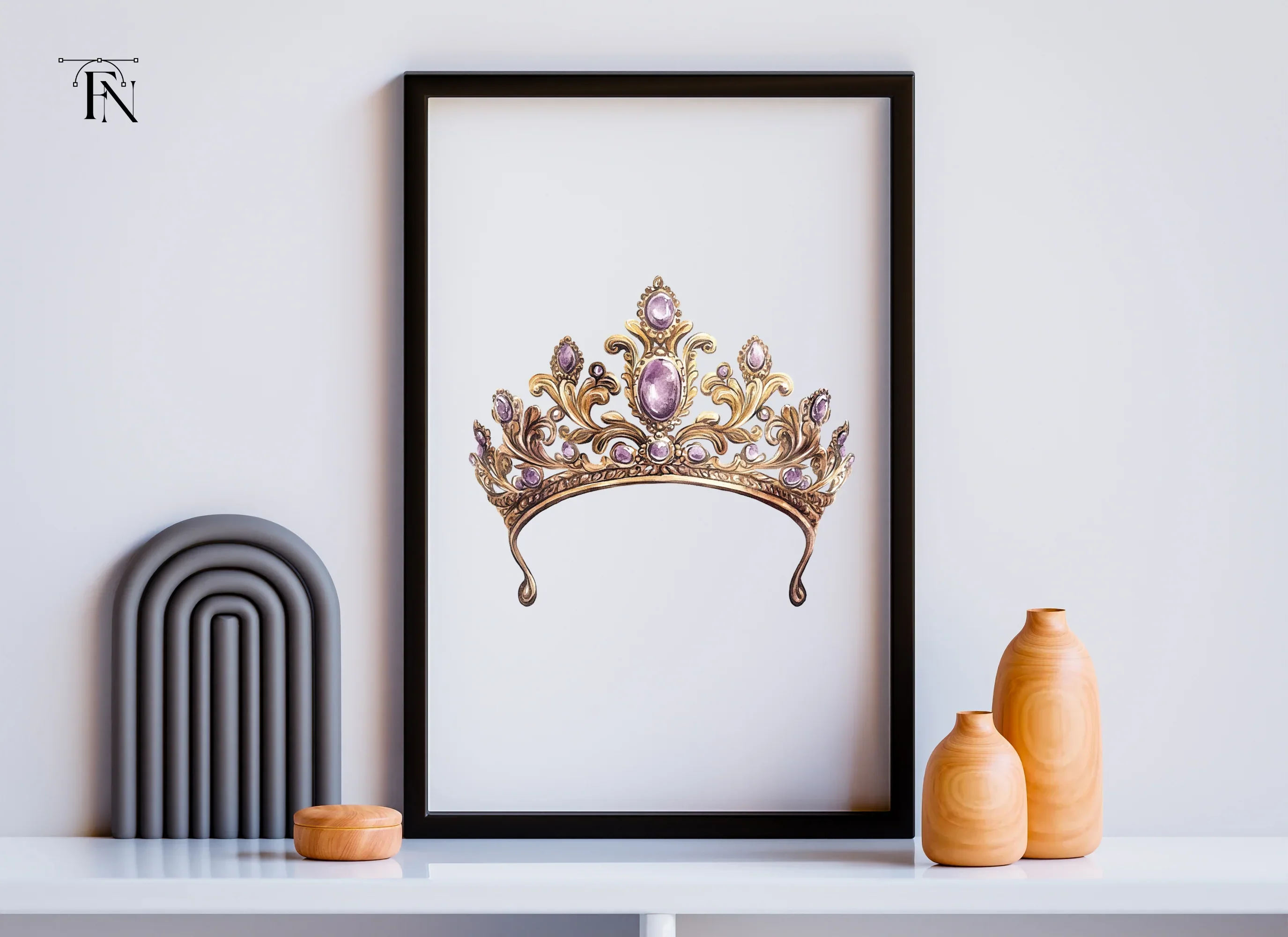 Regal Gold and Purple Tiara Clipart Bundle - Image 3