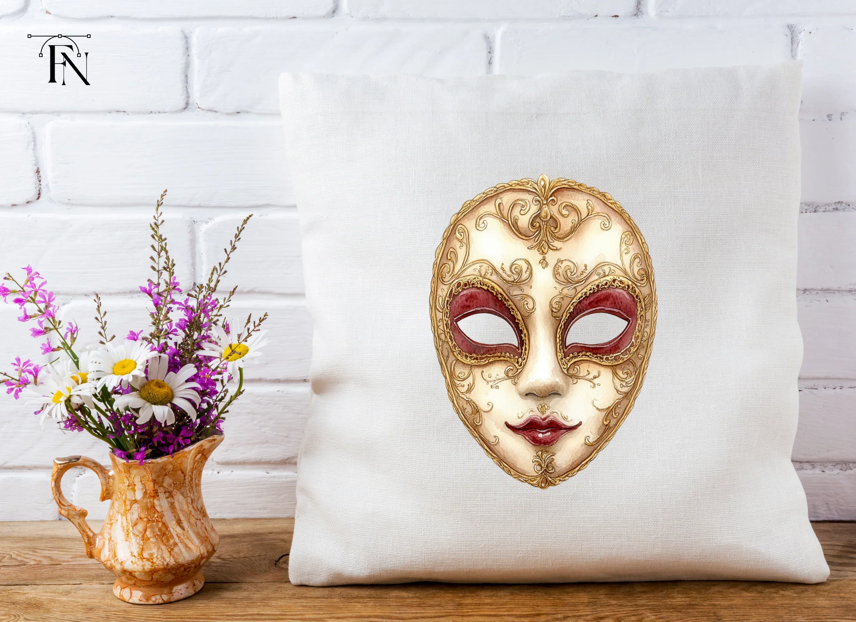 Regal Gold Red Venetian Mask Clipart Bundle - Image 4